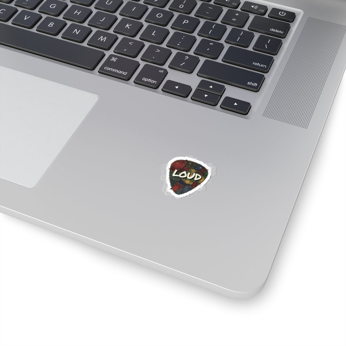 Patchwork Plaid 'LOUD' Sticker | Grunge Revival, 90s Plaid Aesthetic 2" × 2" White