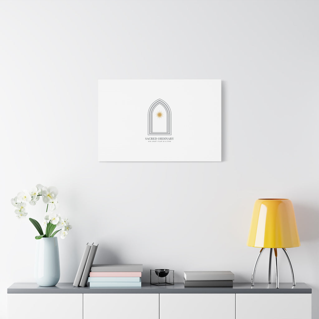 Sacred Ordinary Gothic Arch Canvas | Minimal Scripture Art, Quiet Luxury