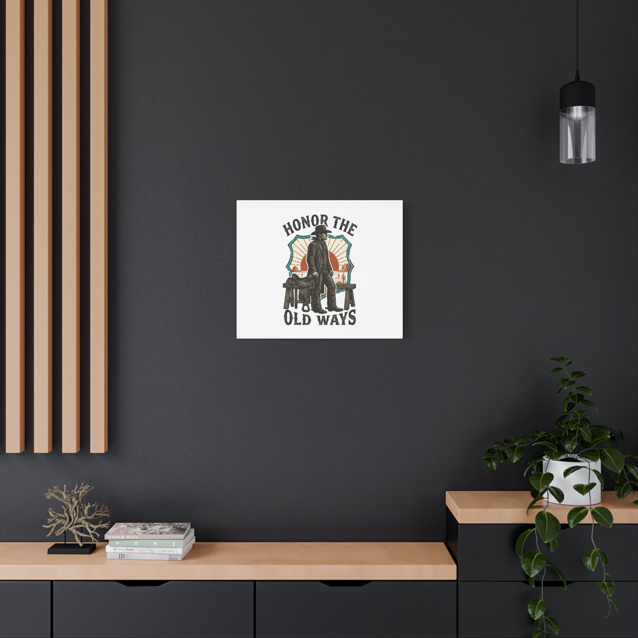 Honor the Old Ways Canvas, Western Americana vintage cowboy frontier 36" x 36" 1.25"