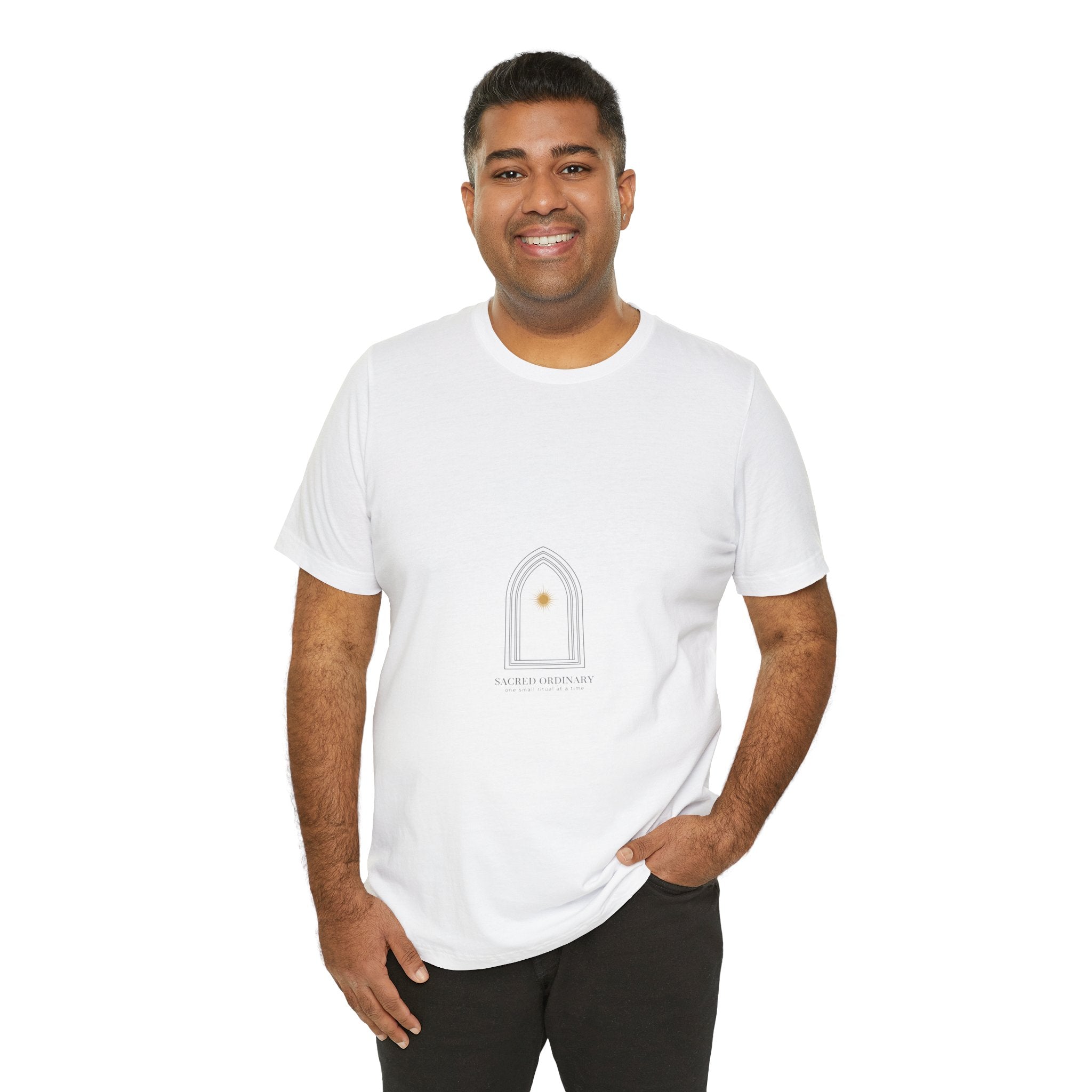 Gothic Arch Minimal Tee | Monastic Minimalism, serene typography Navy