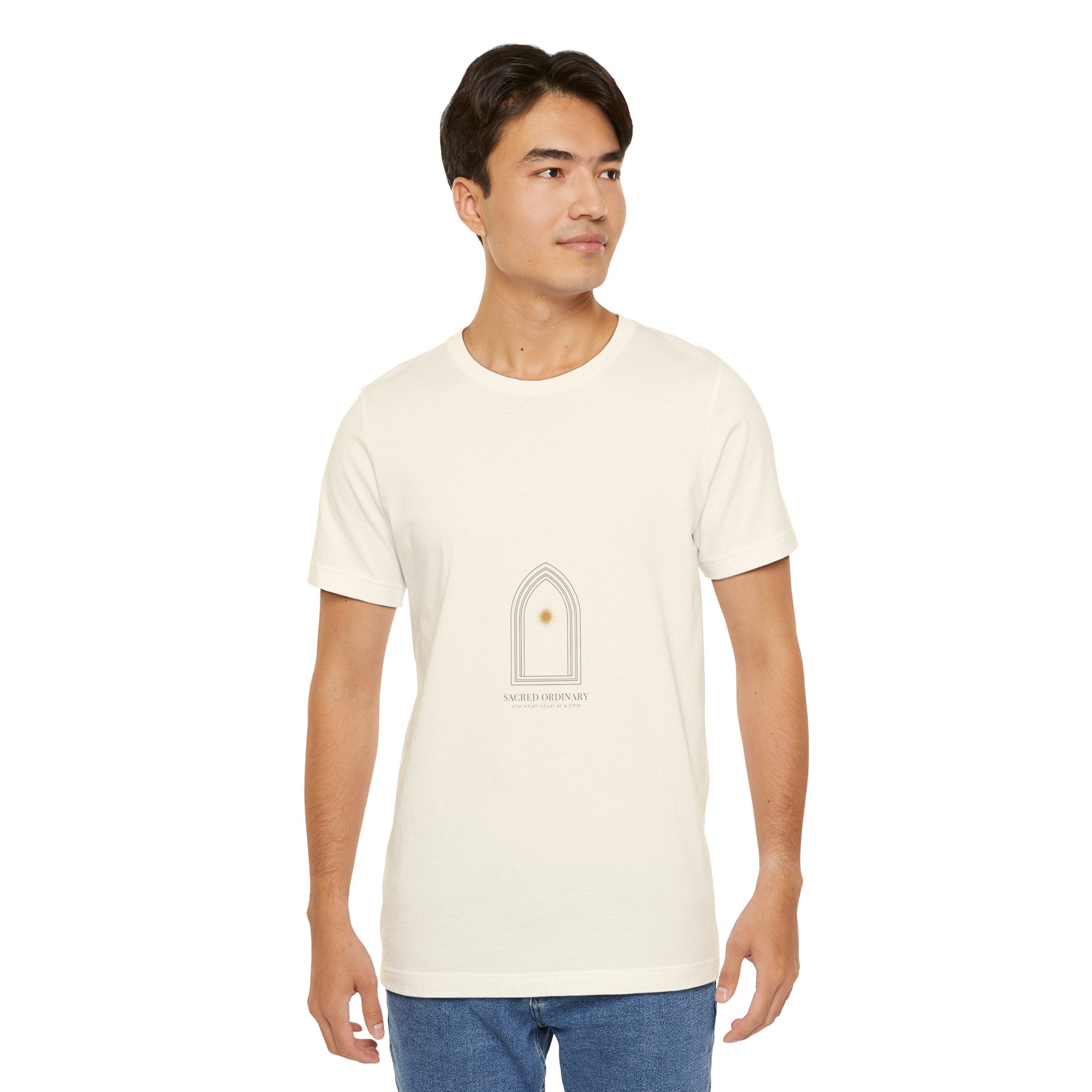 Gothic Arch Minimal Tee | Monastic Minimalism, serene typography Navy