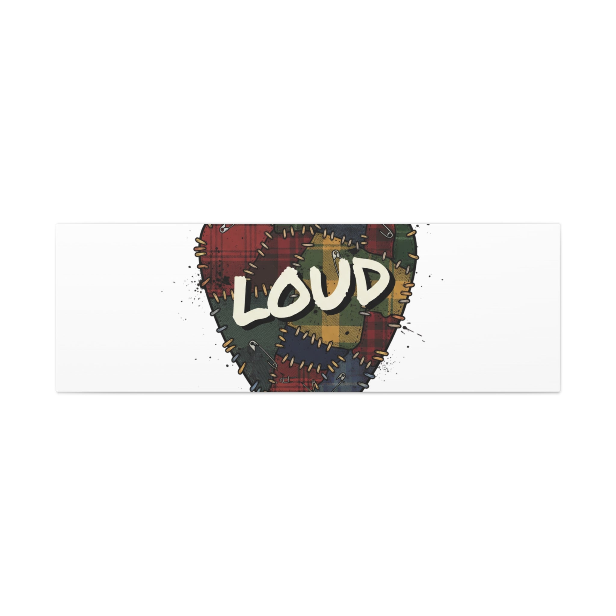 Plaid Patchwork Guitar Pick Canvas, Grunge Revival, 90s Rock Plaid Aesthetic 60" x 20" (Horizontal) 1.25"