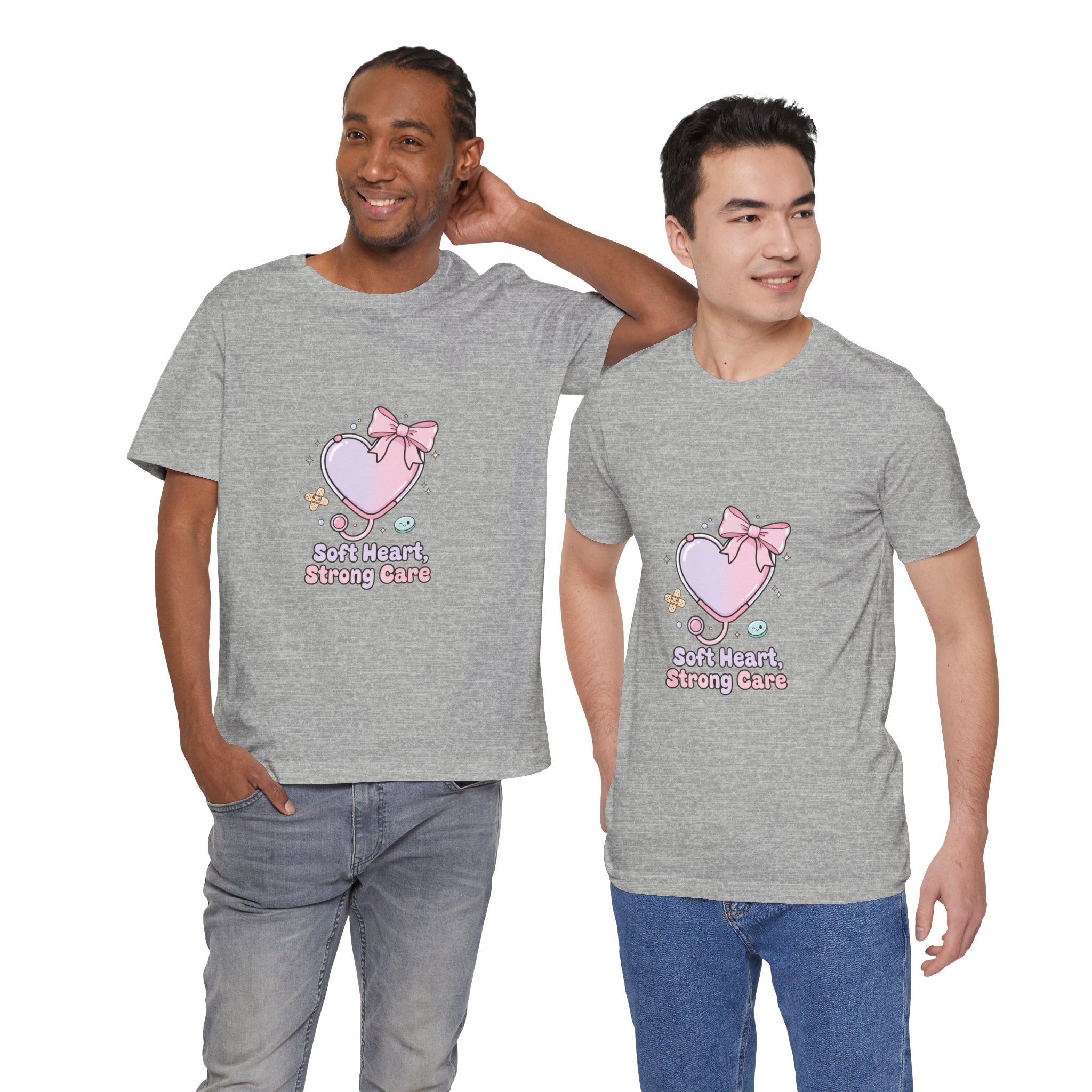 Soft Heart Strong Care T-Shirt | cute nurse graphic, pastel coquette medical shirt Navy