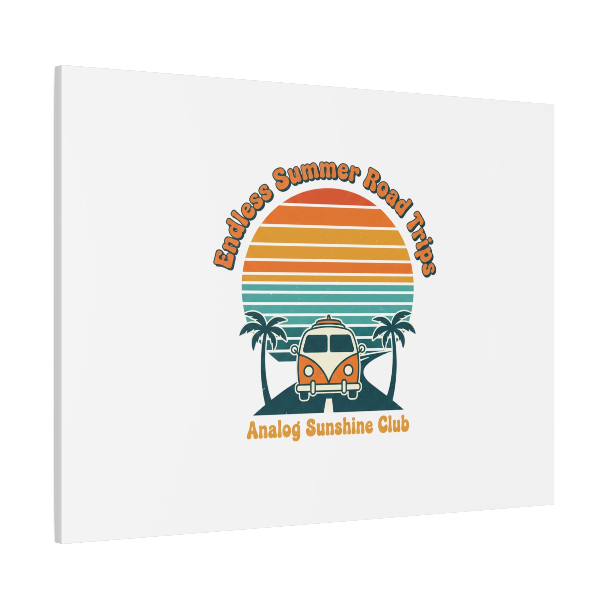 Endless Summer Road Trips Canvas | 1970s Sunset, Retro Surf Palm Art 36" x 36" 1.25"