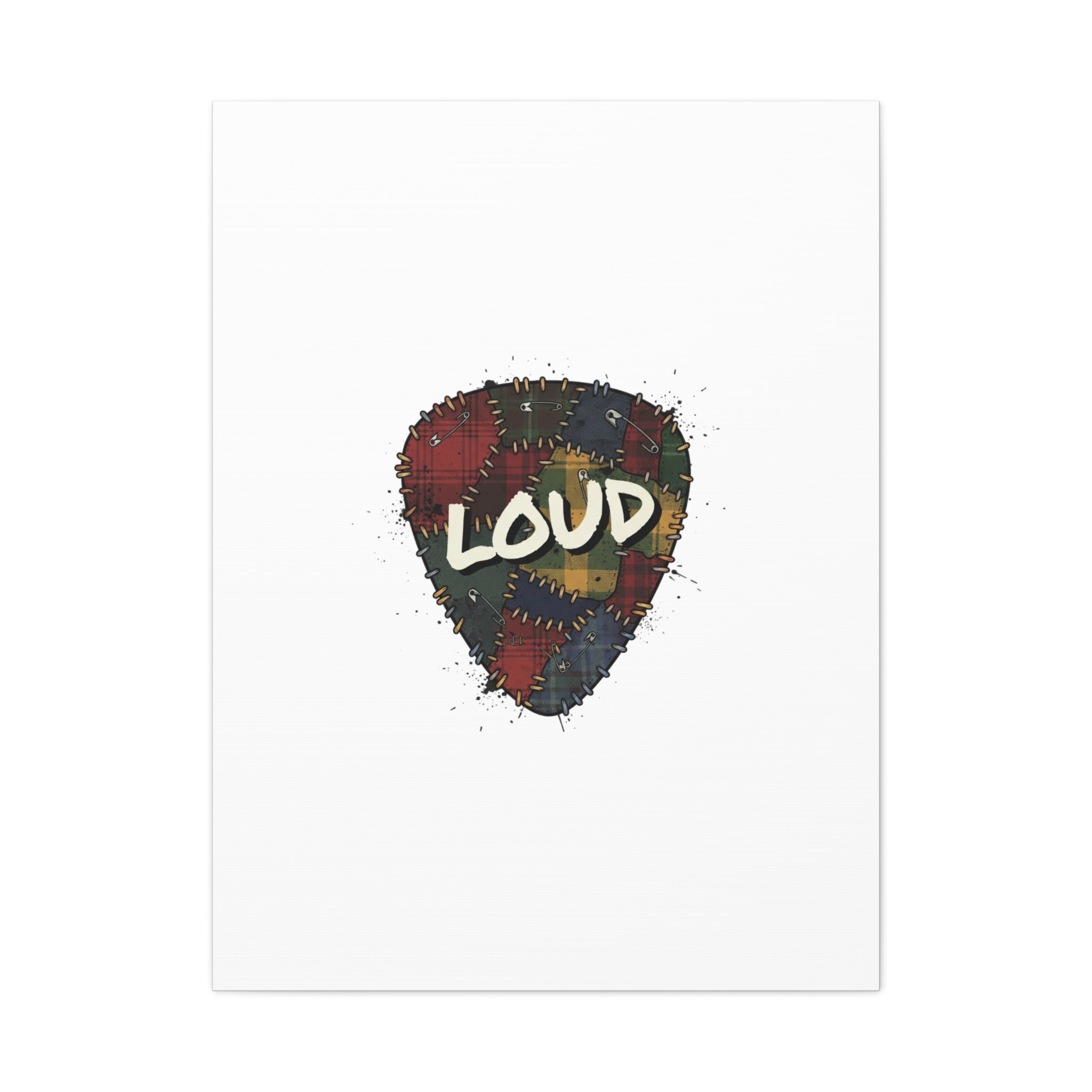 Plaid Patchwork Guitar Pick Canvas, Grunge Revival, 90s Rock Plaid Aesthetic 30" x 40" (Vertical) 1.25"