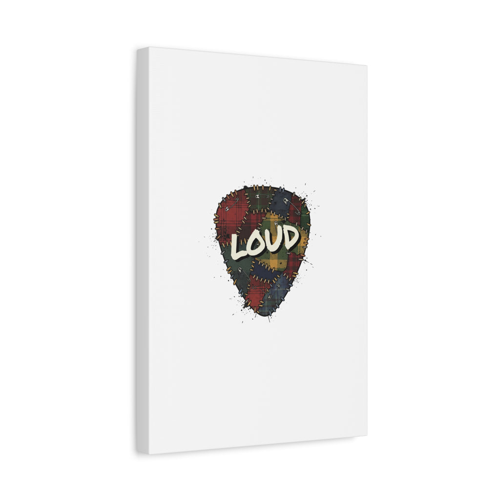 Plaid Patchwork Guitar Pick Canvas, Grunge Revival, 90s Rock Plaid Aesthetic 36" x 36" 1.25"