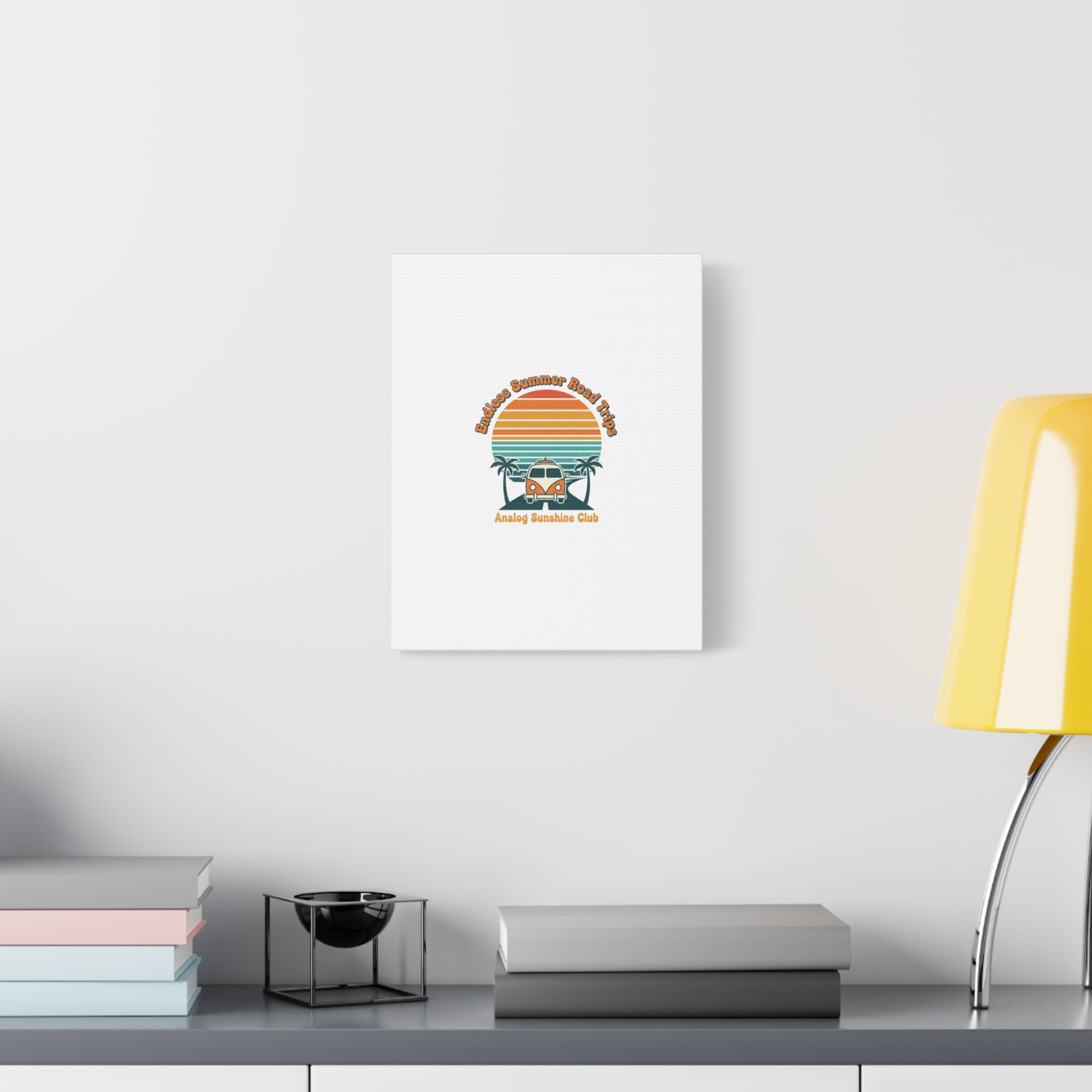 Endless Summer Road Trips Canvas | 1970s Sunset, Retro Surf Palm Art 36" x 36" 1.25"