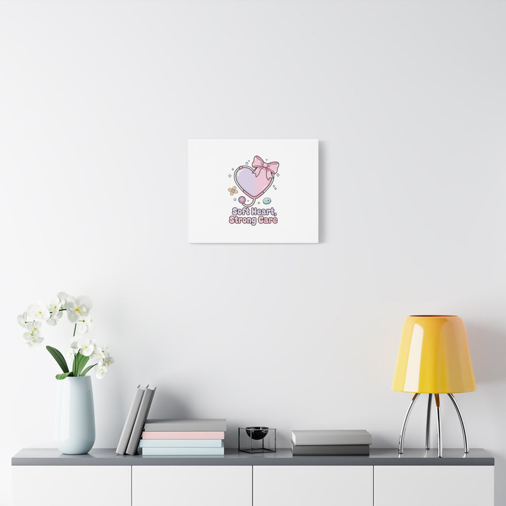 Soft Heart Strong Care Canvas, Pastel Cute Nurse Medical Art | Coquette Healthcare 36" x 36" 1.25"