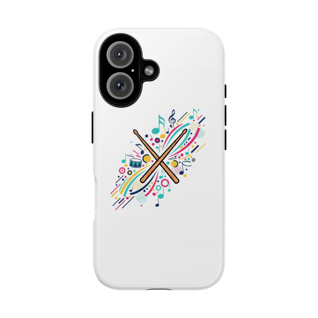 Colorful Drumsticks Illustration Phone Case | Music Percussion Art iPhone 16 Glossy
