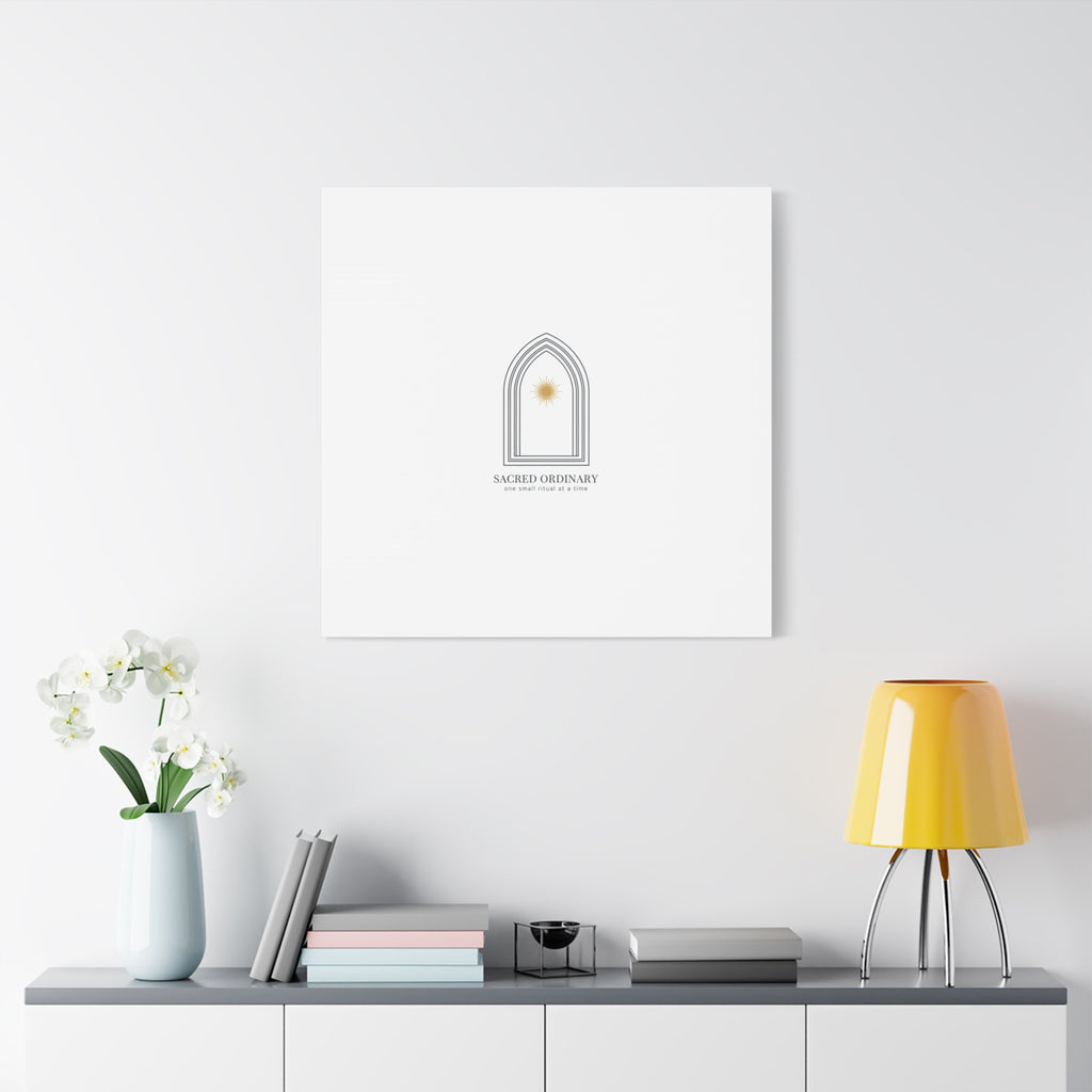 Sacred Ordinary Gothic Arch Canvas | Minimal Scripture Art, Quiet Luxury 36" x 36" 1.25"
