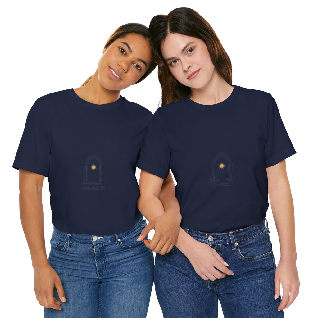 Gothic Arch Minimal Tee | Monastic Minimalism, serene typography Navy