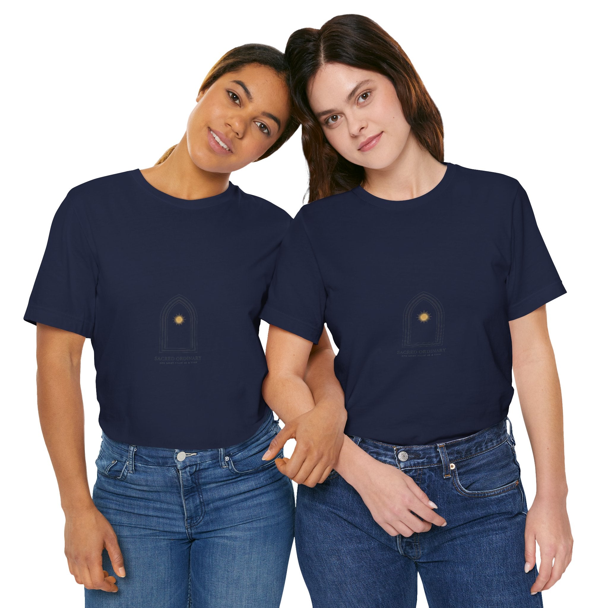 Gothic Arch Minimal Tee | Monastic Minimalism, serene typography Navy
