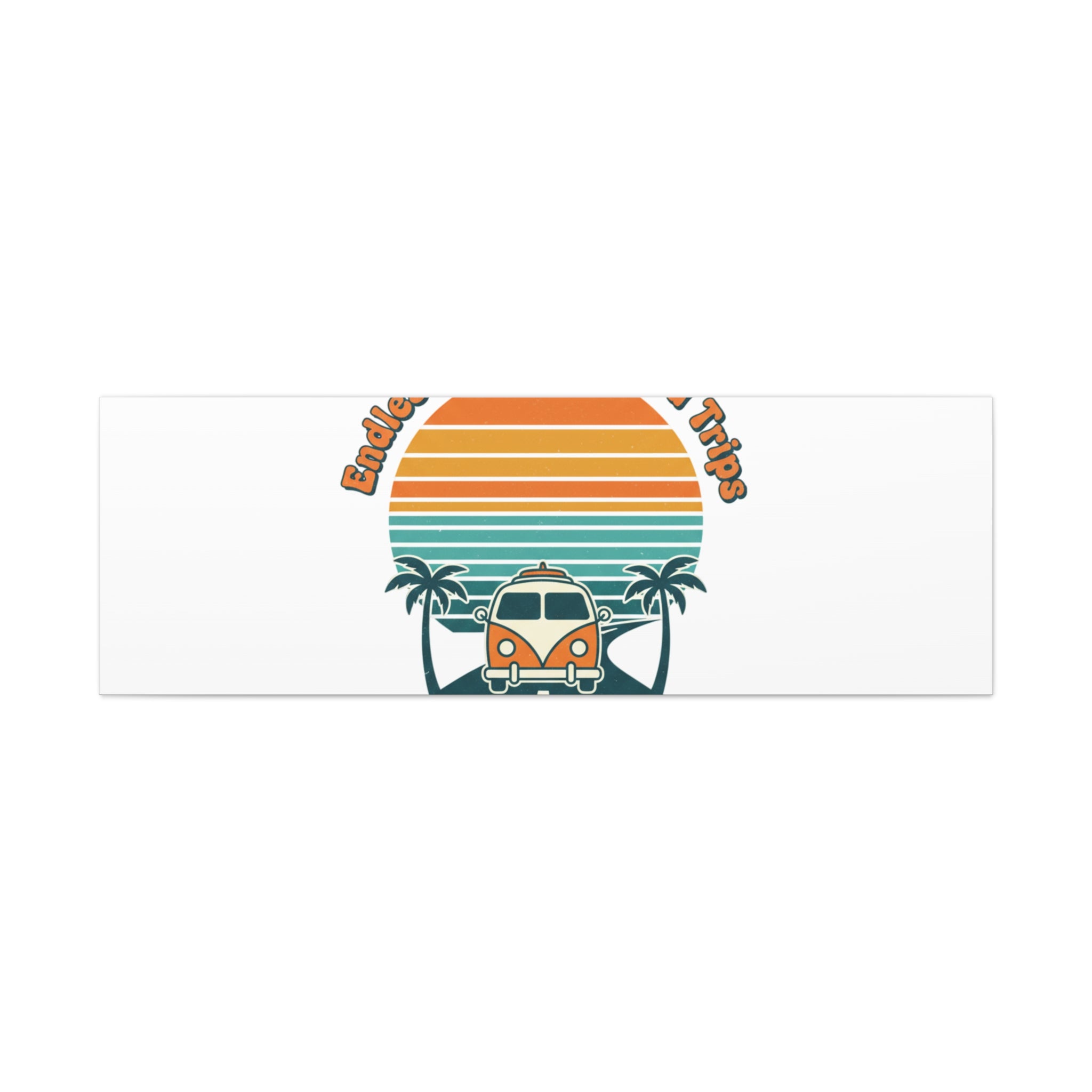Endless Summer Road Trips Canvas | 1970s Sunset, Retro Surf Palm Art 60" x 20" (Horizontal) 1.25"