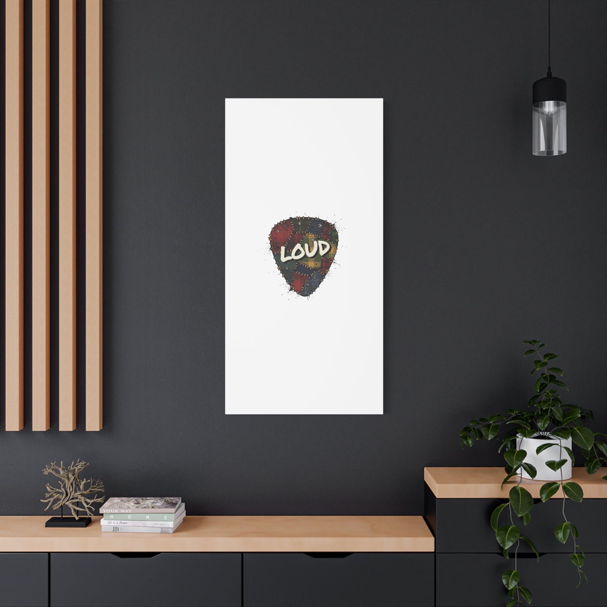 Plaid Patchwork Guitar Pick Canvas, Grunge Revival, 90s Rock Plaid Aesthetic 36" x 36" 1.25"