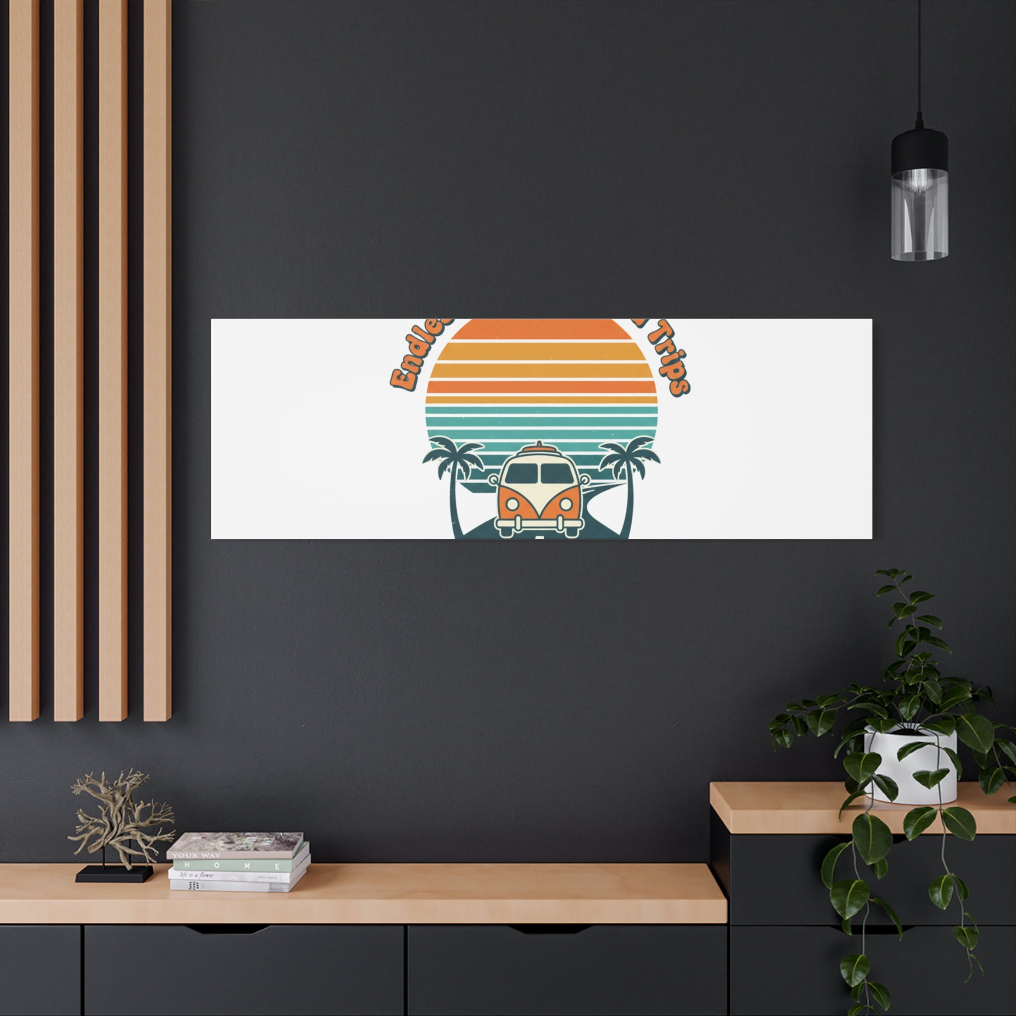 Endless Summer Road Trips Canvas | 1970s Sunset, Retro Surf Palm Art 36" x 36" 1.25"