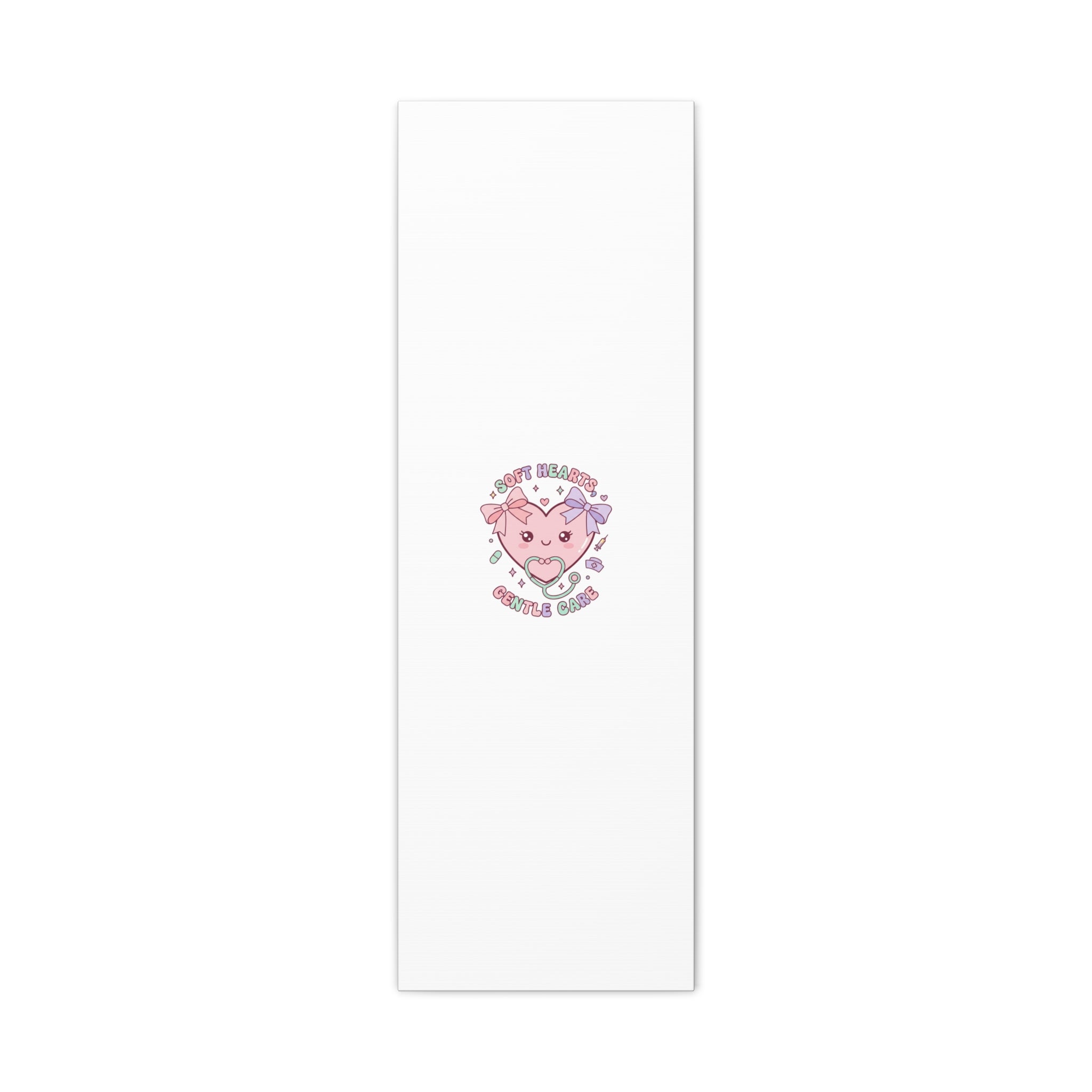 Soft Hearts Gentle Care Canvas, Cute Nurse Graphic | Pastel Coquette Medical Art 12" x 36" (Vertical) 1.25"