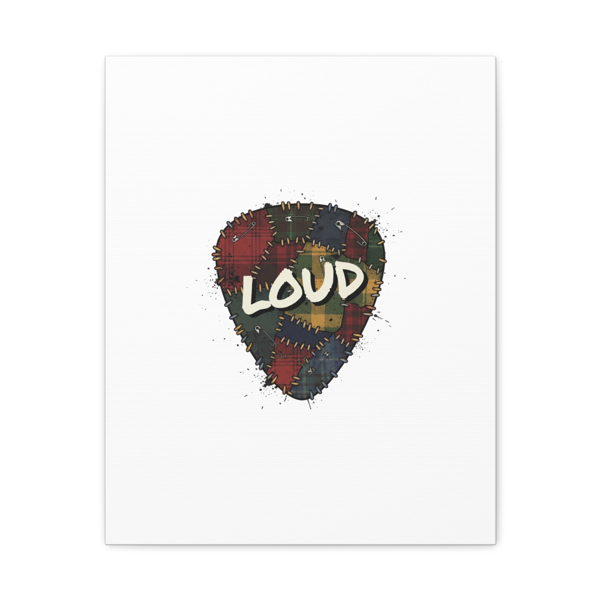 Plaid Patchwork Guitar Pick Canvas, Grunge Revival, 90s Rock Plaid Aesthetic 16" x 20" (Vertical) 1.25"