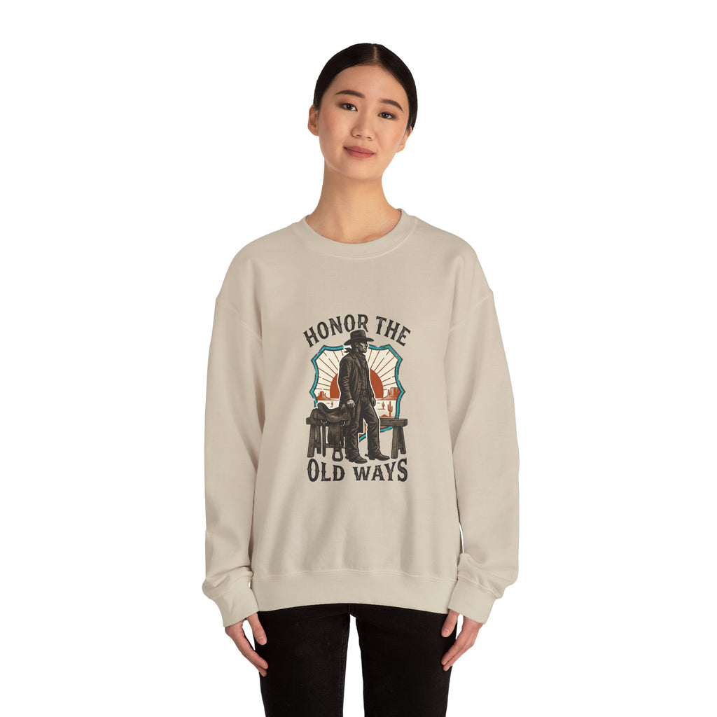 Honor the Old Ways Crewneck Sweatshirt | Western, Americana, Vintage. Navy