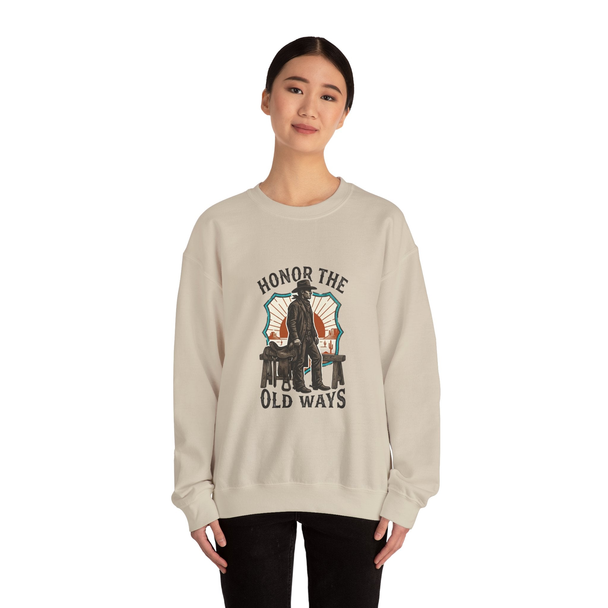Honor the Old Ways Crewneck Sweatshirt | Western, Americana, Vintage. Navy
