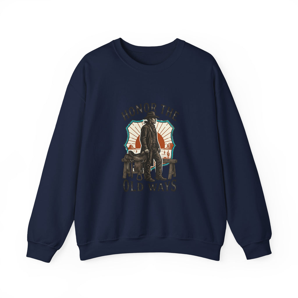 Honor the Old Ways Crewneck Sweatshirt | Western, Americana, Vintage. Navy