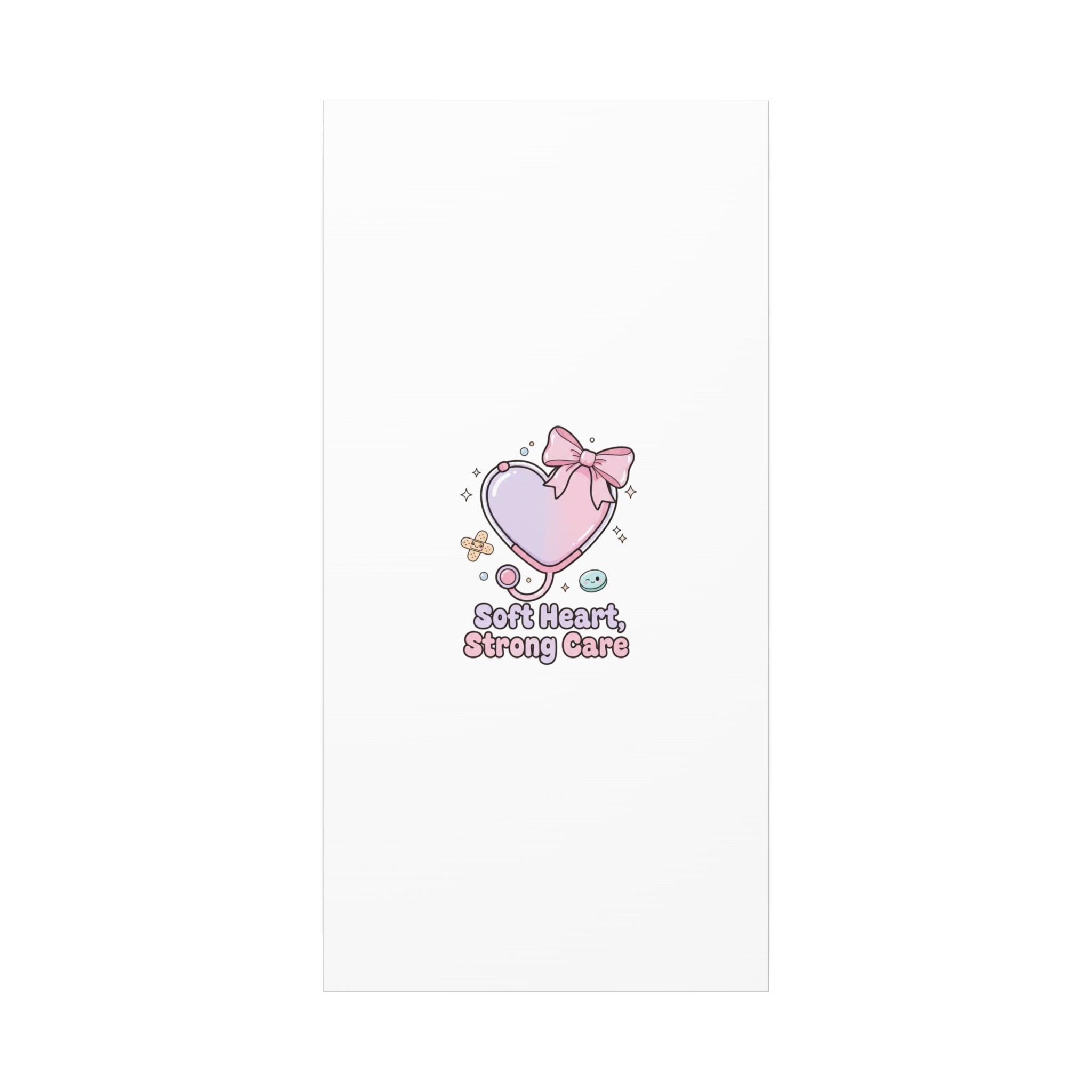 Soft Heart Strong Care Canvas, Pastel Cute Nurse Medical Art | Coquette Healthcare 20" x 40" (Vertical) 1.25"