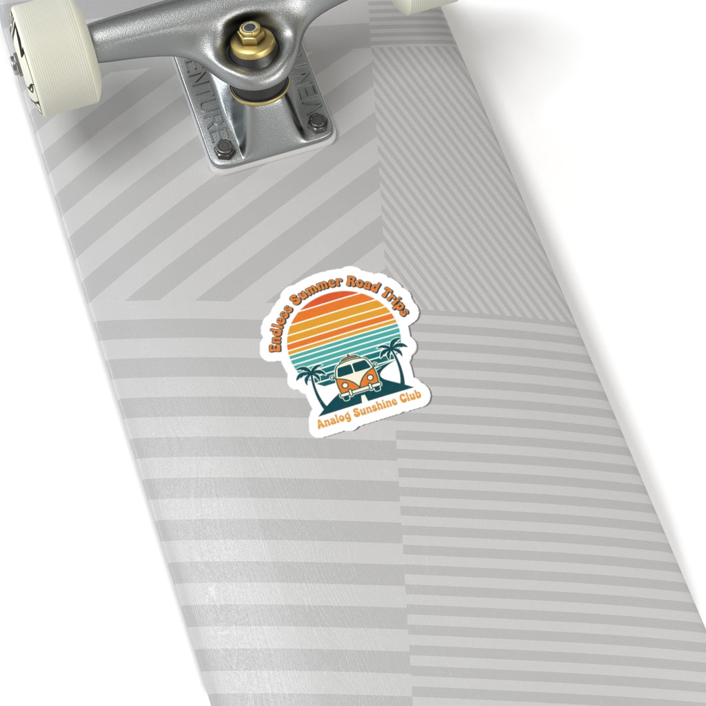 Retro VW Camper Sunset Sticker | 70s sunset, vintage palm postcard