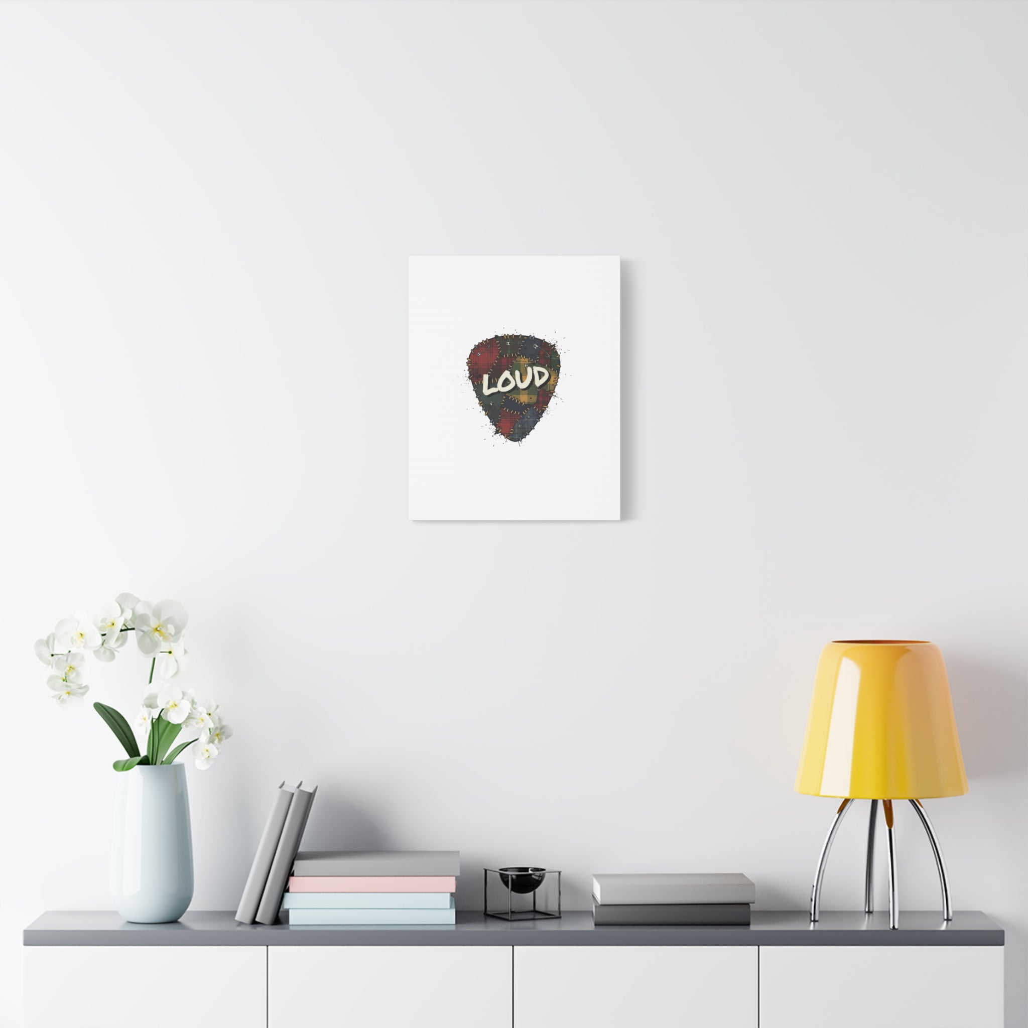 Plaid Patchwork Guitar Pick Canvas, Grunge Revival, 90s Rock Plaid Aesthetic 36" x 36" 1.25"