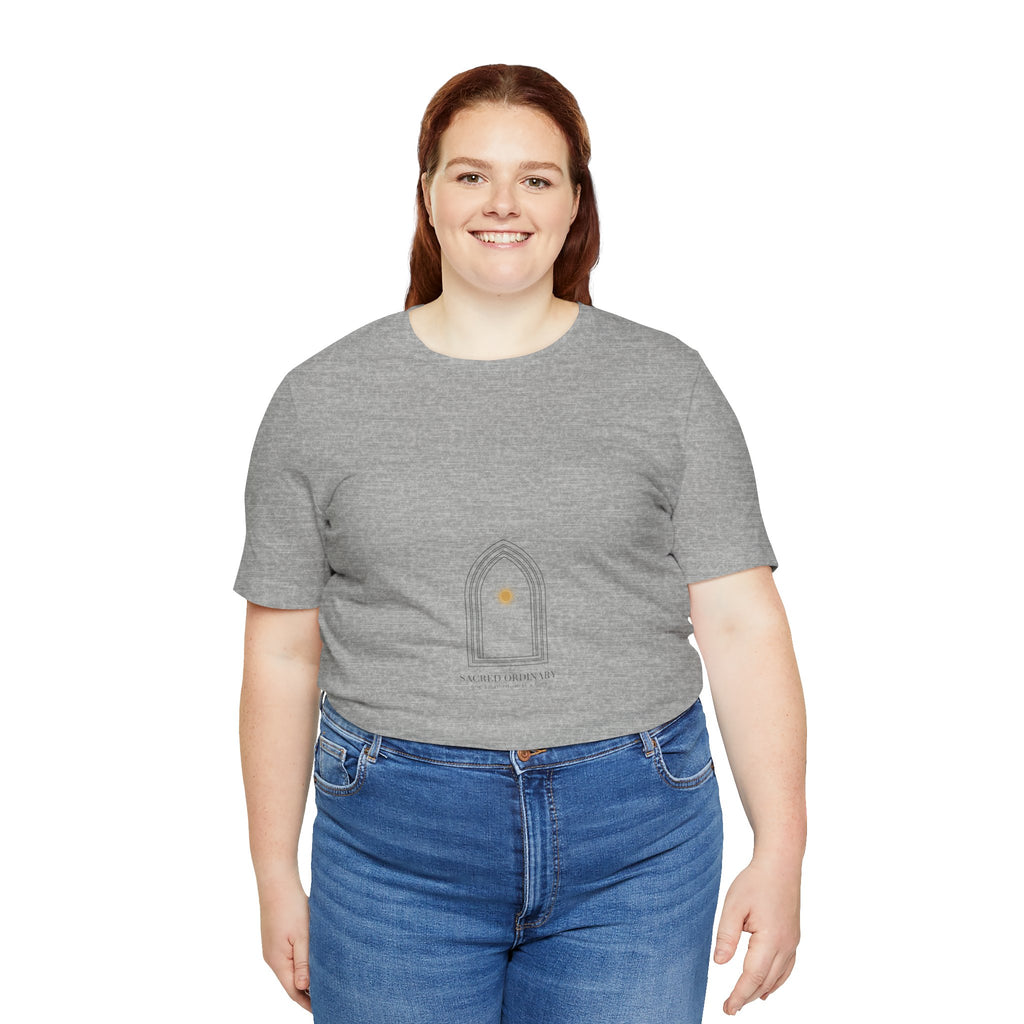Gothic Arch Minimal Tee | Monastic Minimalism, serene typography Navy