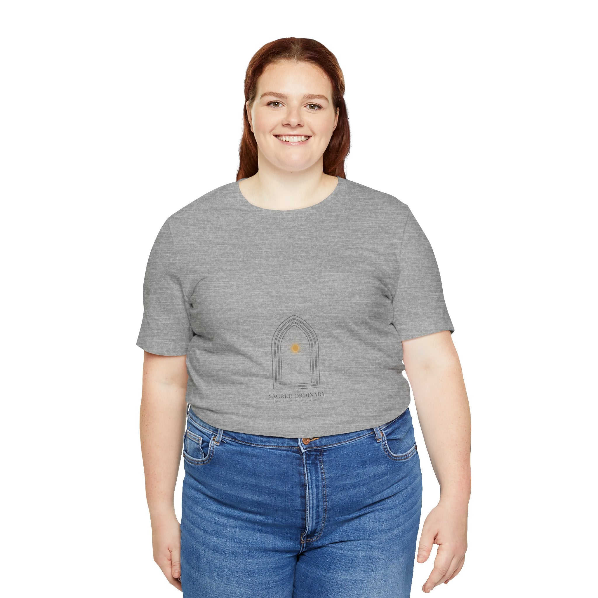 Gothic Arch Minimal Tee | Monastic Minimalism, serene typography Navy