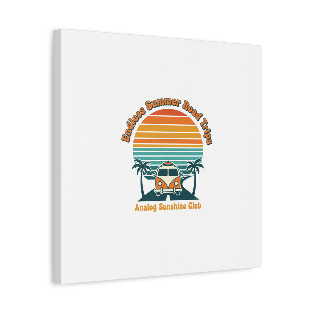 Endless Summer Road Trips Canvas | 1970s Sunset, Retro Surf Palm Art 36" x 36" 1.25"