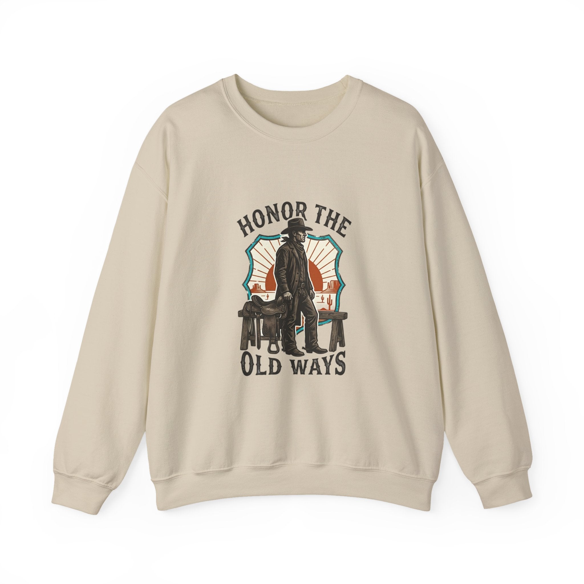 Honor the Old Ways Crewneck Sweatshirt | Western, Americana, Vintage. Sand