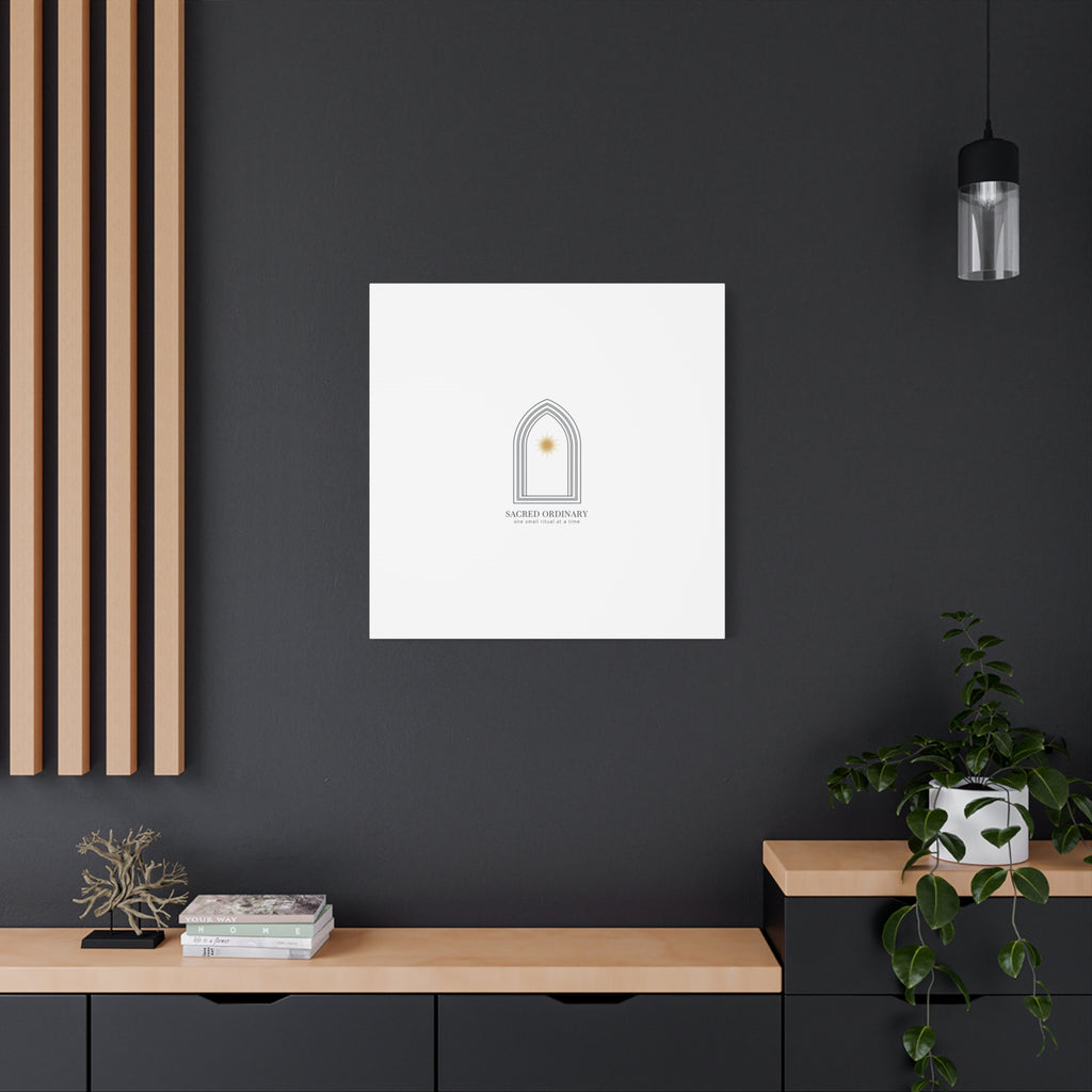 Sacred Ordinary Gothic Arch Canvas | Minimal Scripture Art, Quiet Luxury 36" x 36" 1.25"