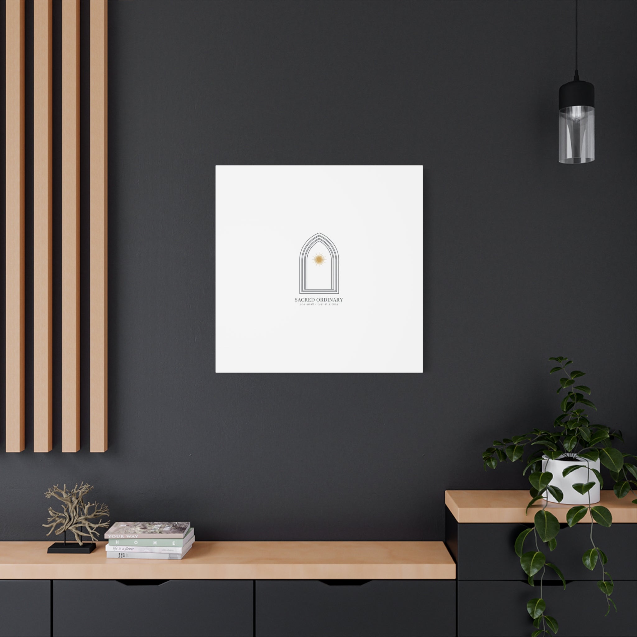 Sacred Ordinary Gothic Arch Canvas | Minimal Scripture Art, Quiet Luxury 36" x 36" 1.25"