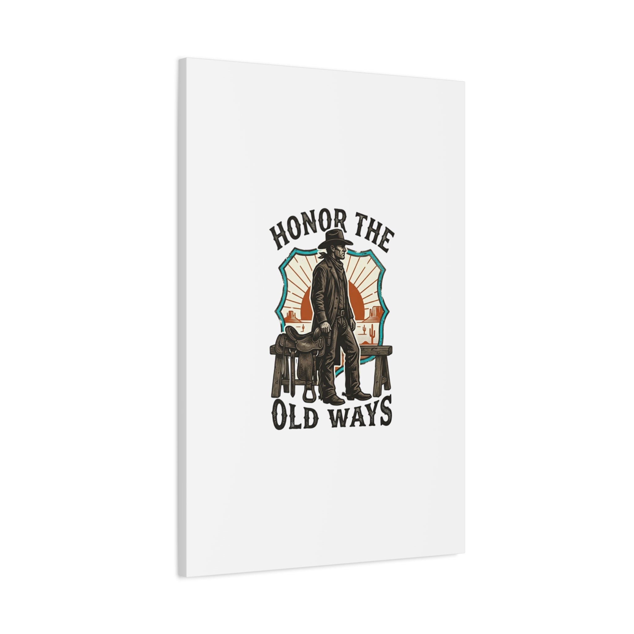 Honor the Old Ways Canvas, Western Americana vintage cowboy frontier 36" x 36" 1.25"