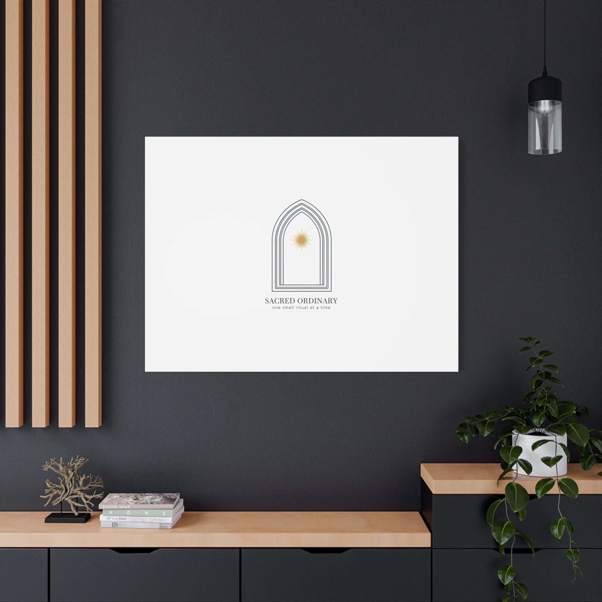 Sacred Ordinary Gothic Arch Canvas | Minimal Scripture Art, Quiet Luxury 36" x 36" 1.25"