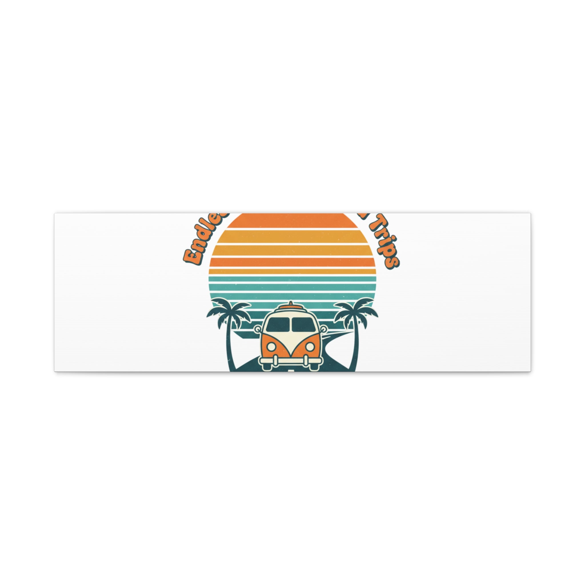 Endless Summer Road Trips Canvas | 1970s Sunset, Retro Surf Palm Art 36" x 12" (Horizontal) 1.25"