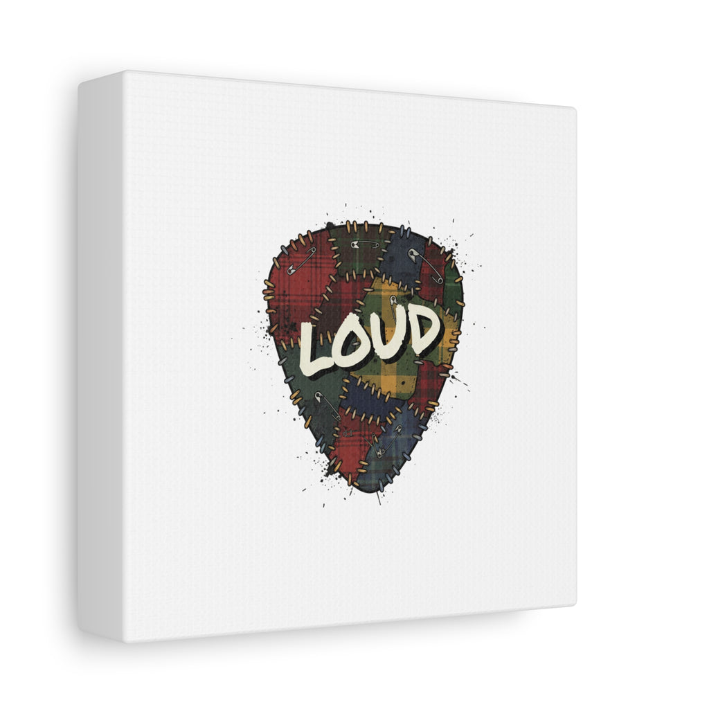Plaid Patchwork Guitar Pick Canvas, Grunge Revival, 90s Rock Plaid Aesthetic 36" x 36" 1.25"