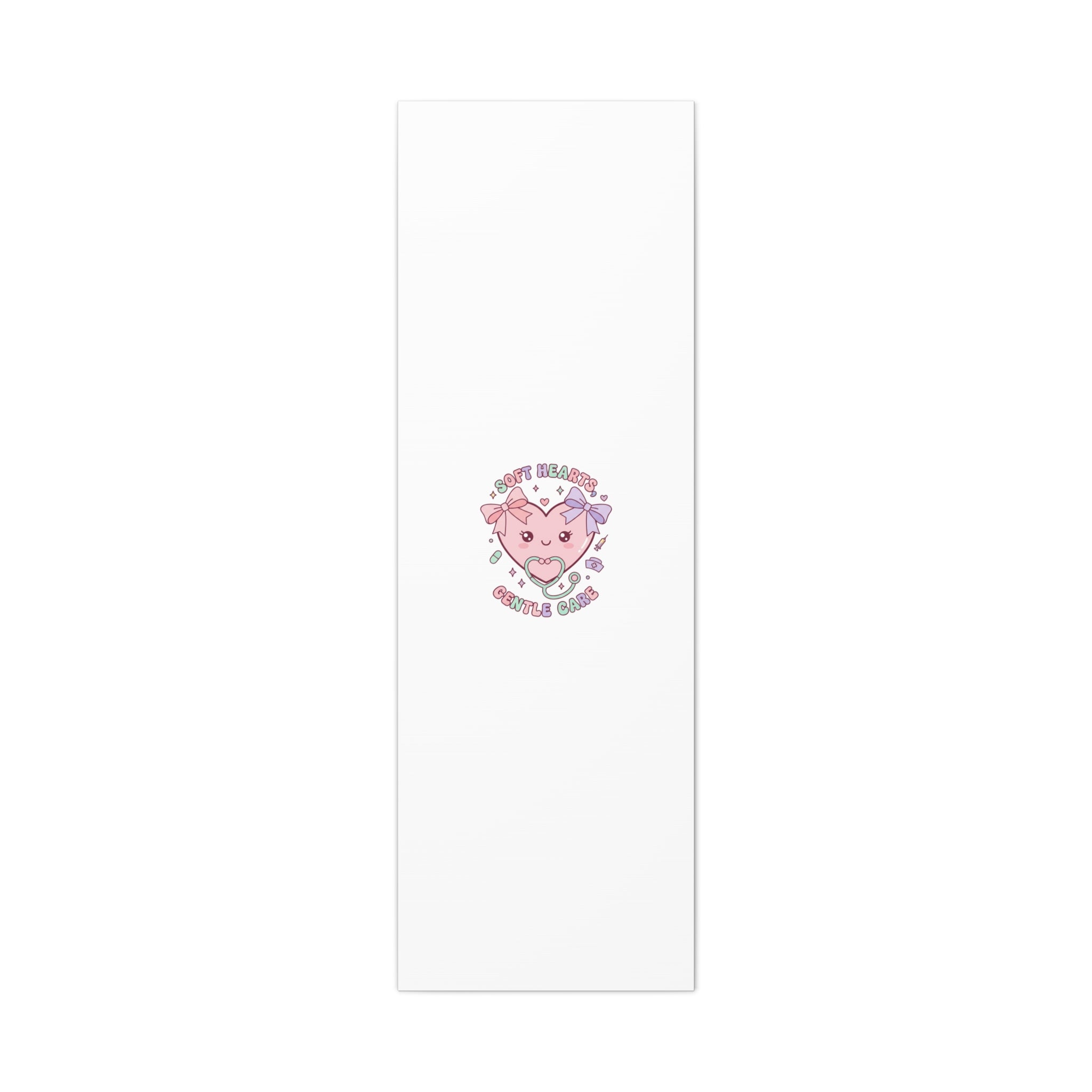 Soft Hearts Gentle Care Canvas, Cute Nurse Graphic | Pastel Coquette Medical Art 20" x 60" (Vertical) 1.25"