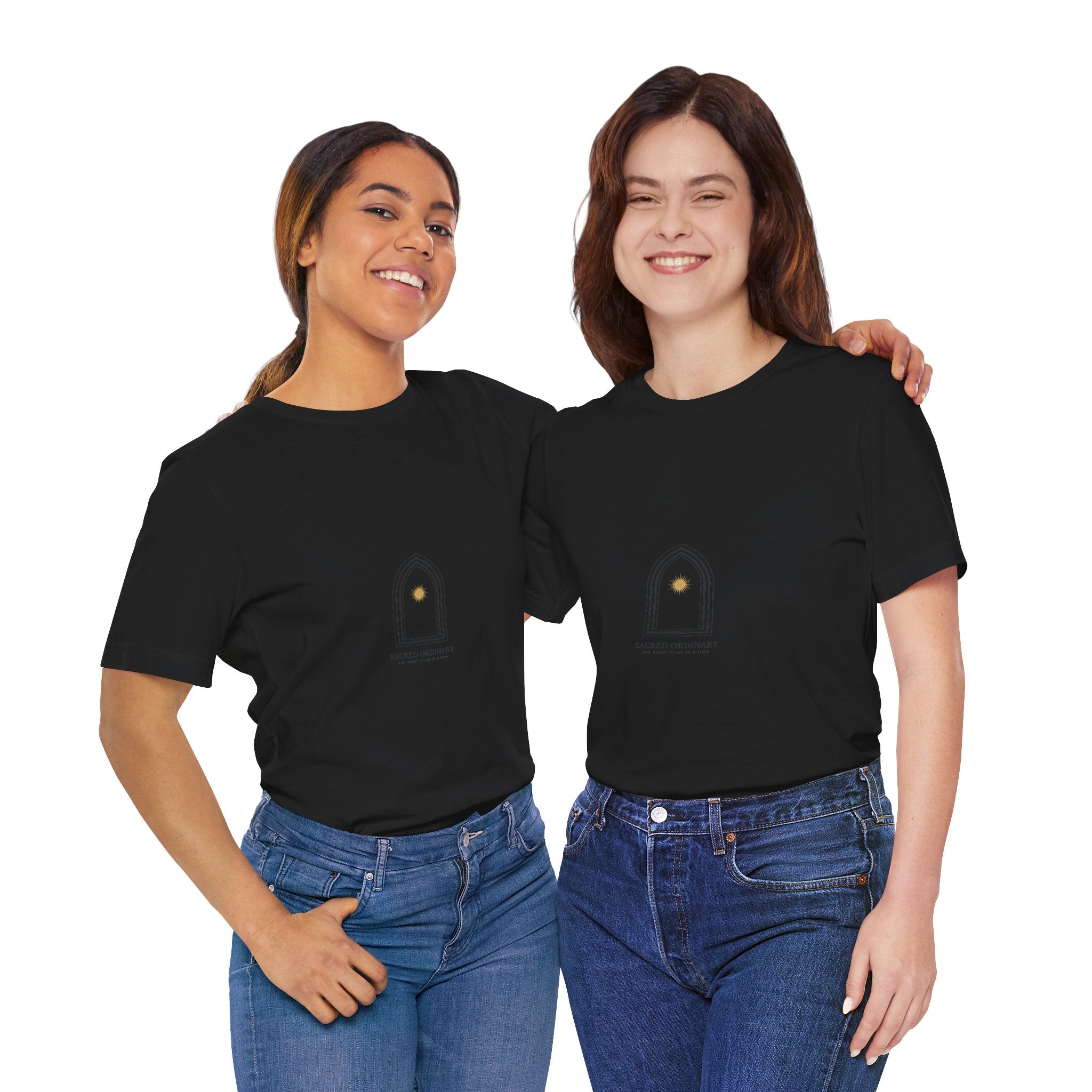 Gothic Arch Minimal Tee | Monastic Minimalism, serene typography Navy