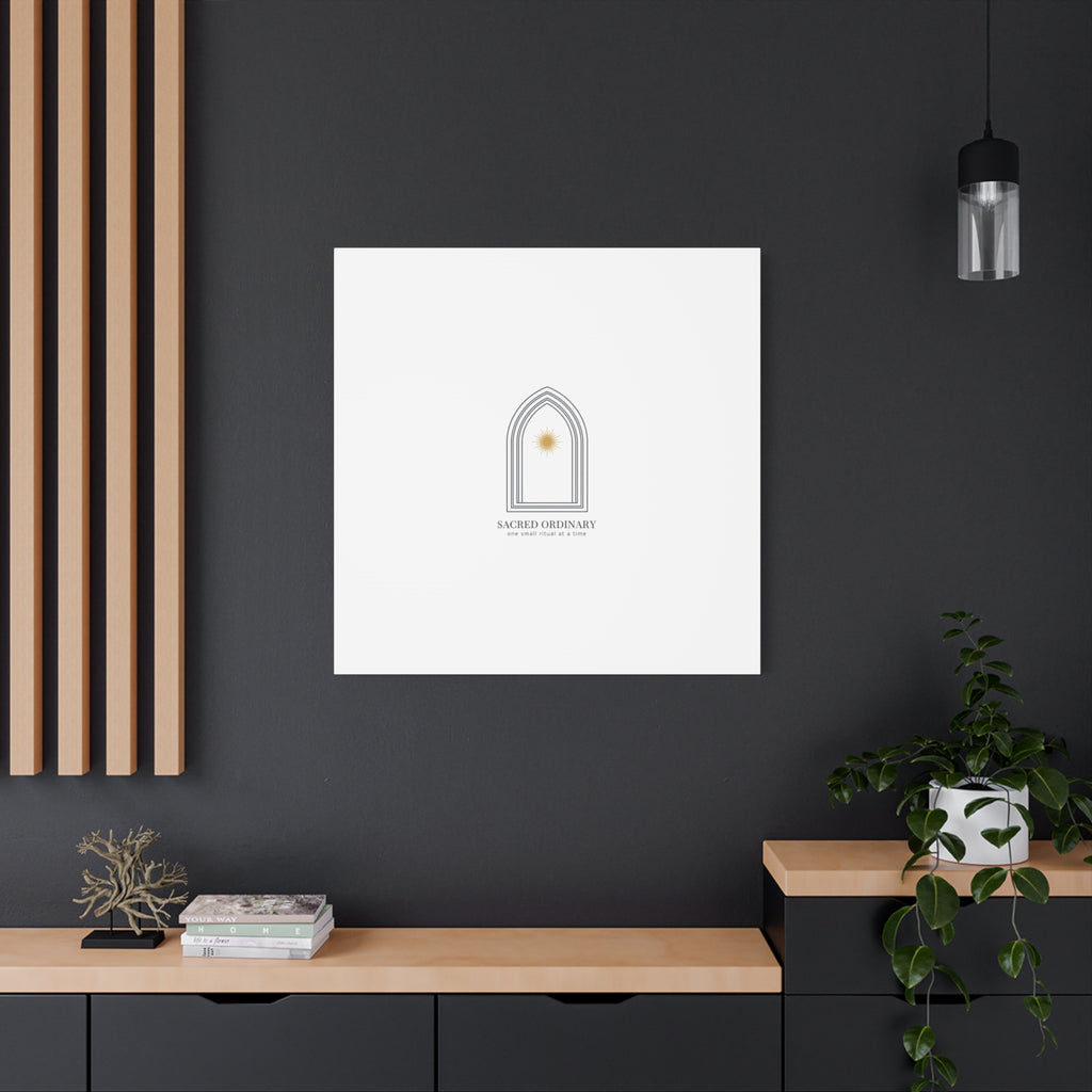 Sacred Ordinary Gothic Arch Canvas | Minimal Scripture Art, Quiet Luxury 36" x 36" 1.25"