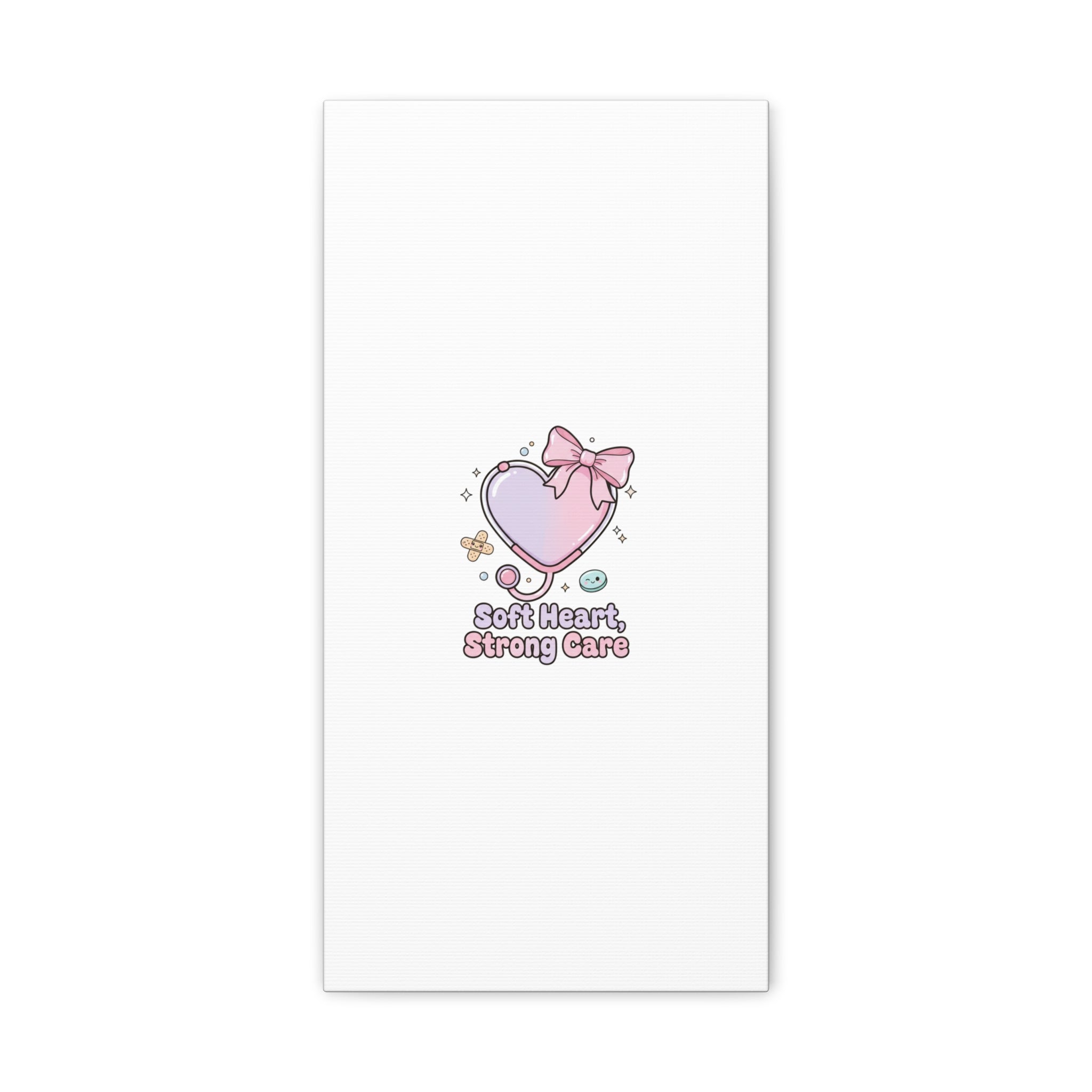 Soft Heart Strong Care Canvas, Pastel Cute Nurse Medical Art | Coquette Healthcare 10" x 20" (Vertical) 1.25"