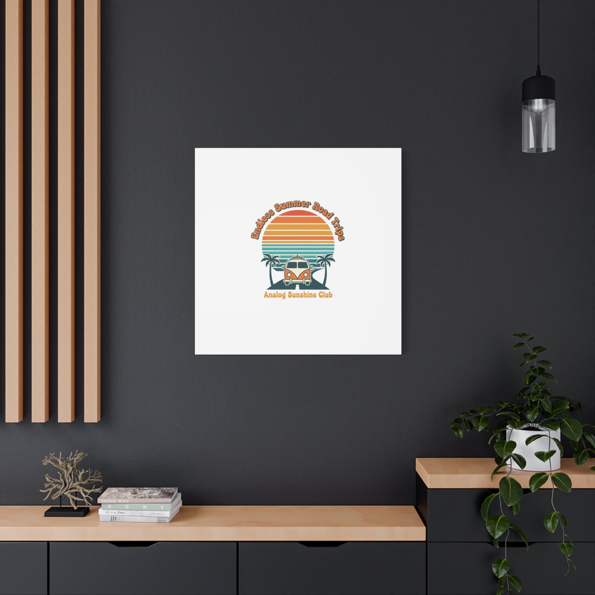 Endless Summer Road Trips Canvas | 1970s Sunset, Retro Surf Palm Art 36" x 36" 1.25"