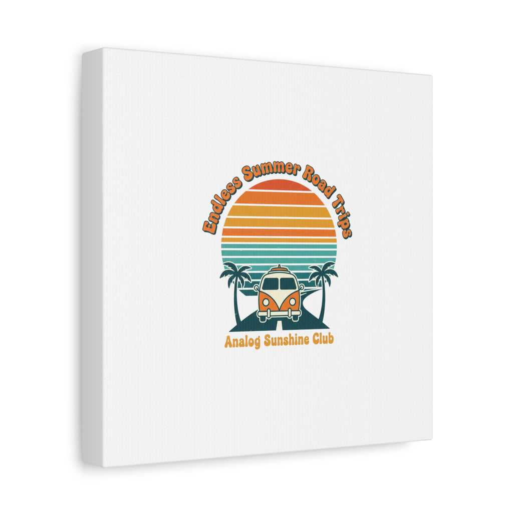Endless Summer Road Trips Canvas | 1970s Sunset, Retro Surf Palm Art 36" x 36" 1.25"