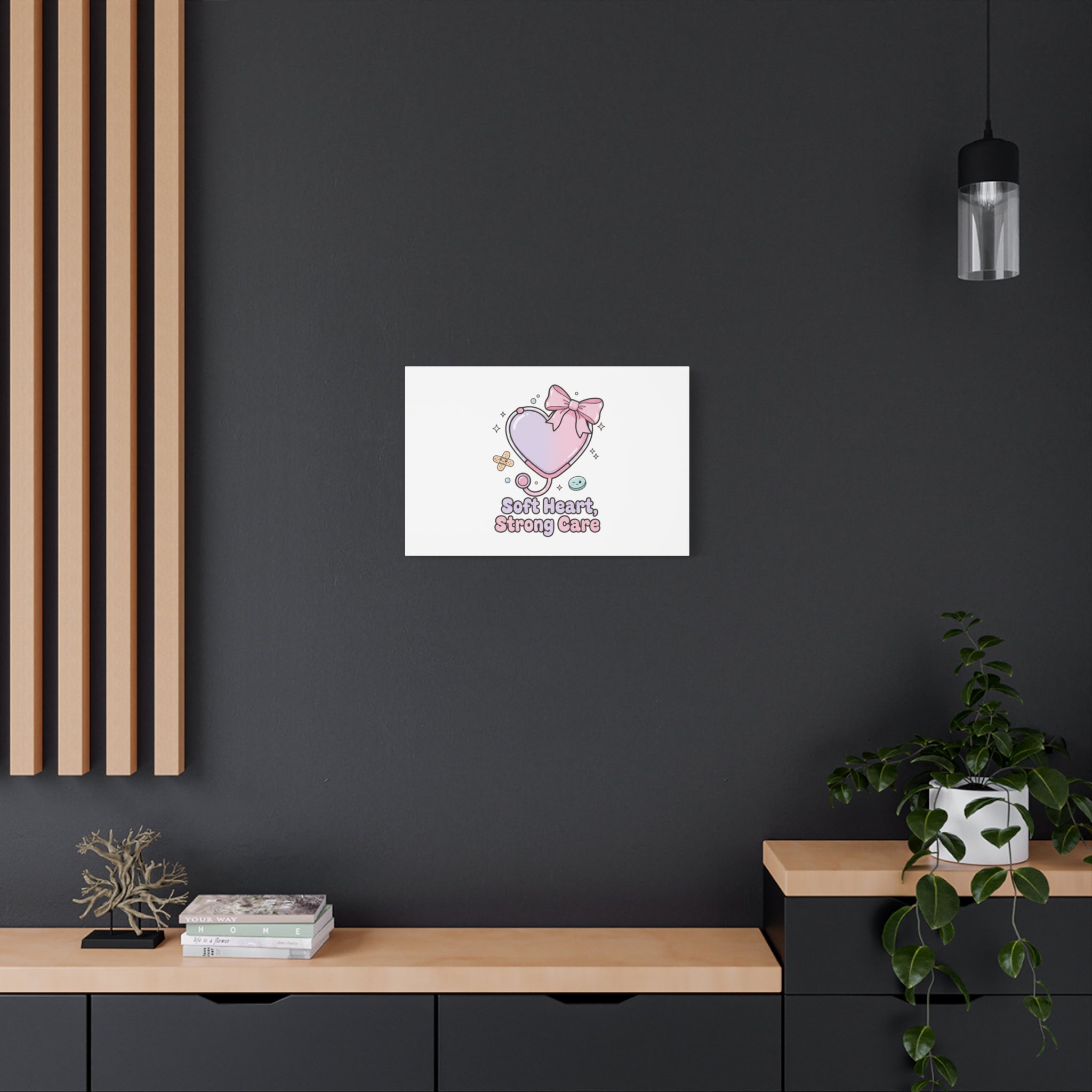 Soft Heart Strong Care Canvas, Pastel Cute Nurse Medical Art | Coquette Healthcare 36" x 36" 1.25"
