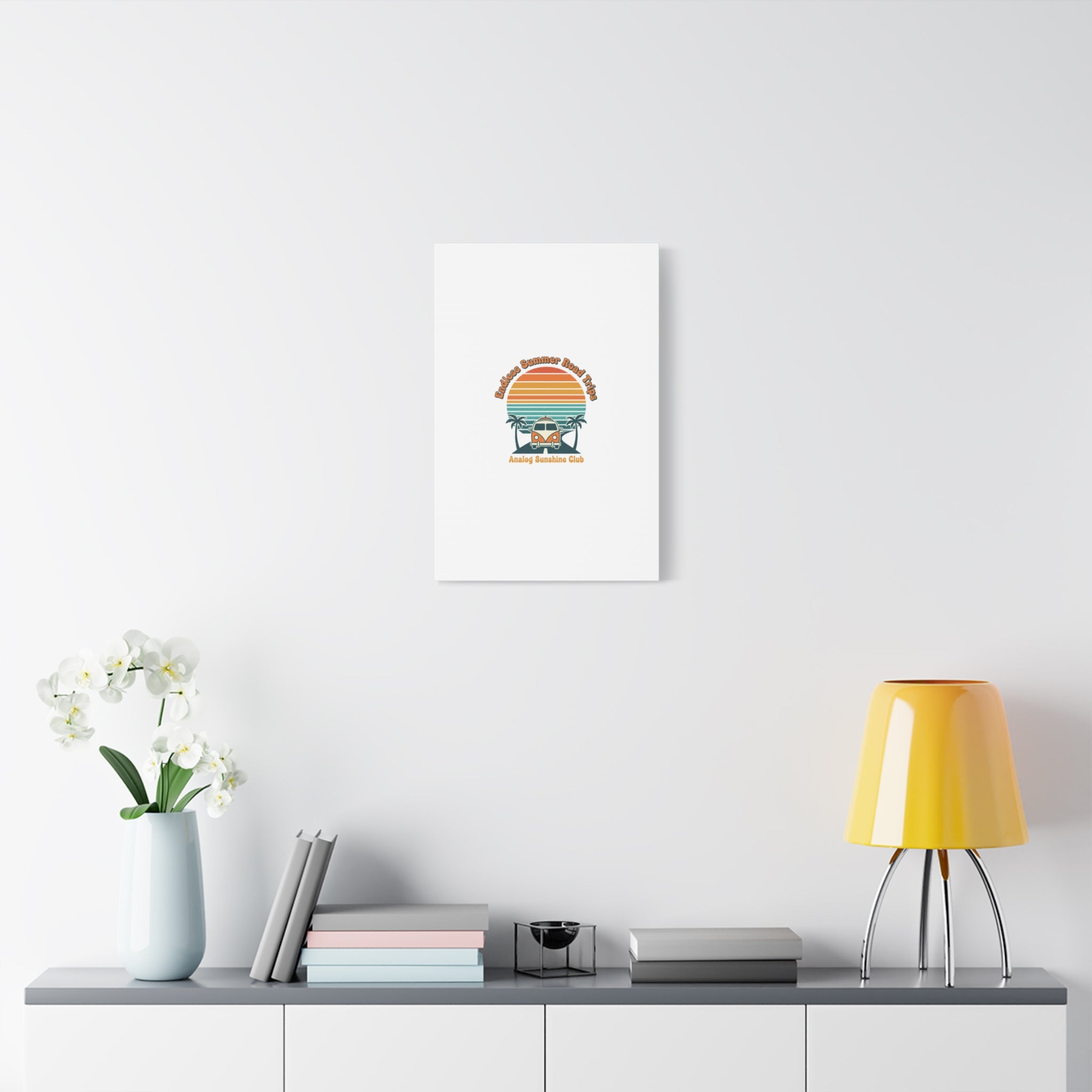 Endless Summer Road Trips Canvas | 1970s Sunset, Retro Surf Palm Art 36" x 36" 1.25"