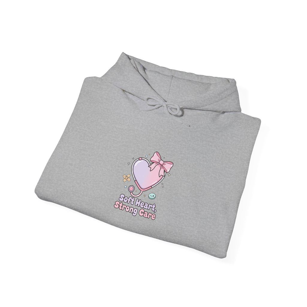 Cute Nurse Heart Graphic Hoodie | pastel coquette medical, kawaii nurse merch Navy
