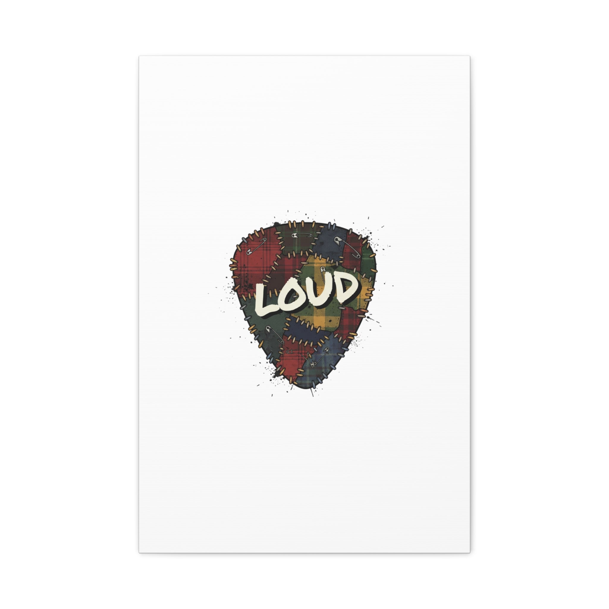Plaid Patchwork Guitar Pick Canvas, Grunge Revival, 90s Rock Plaid Aesthetic 20″ x 30″ (Vertical) 1.25"