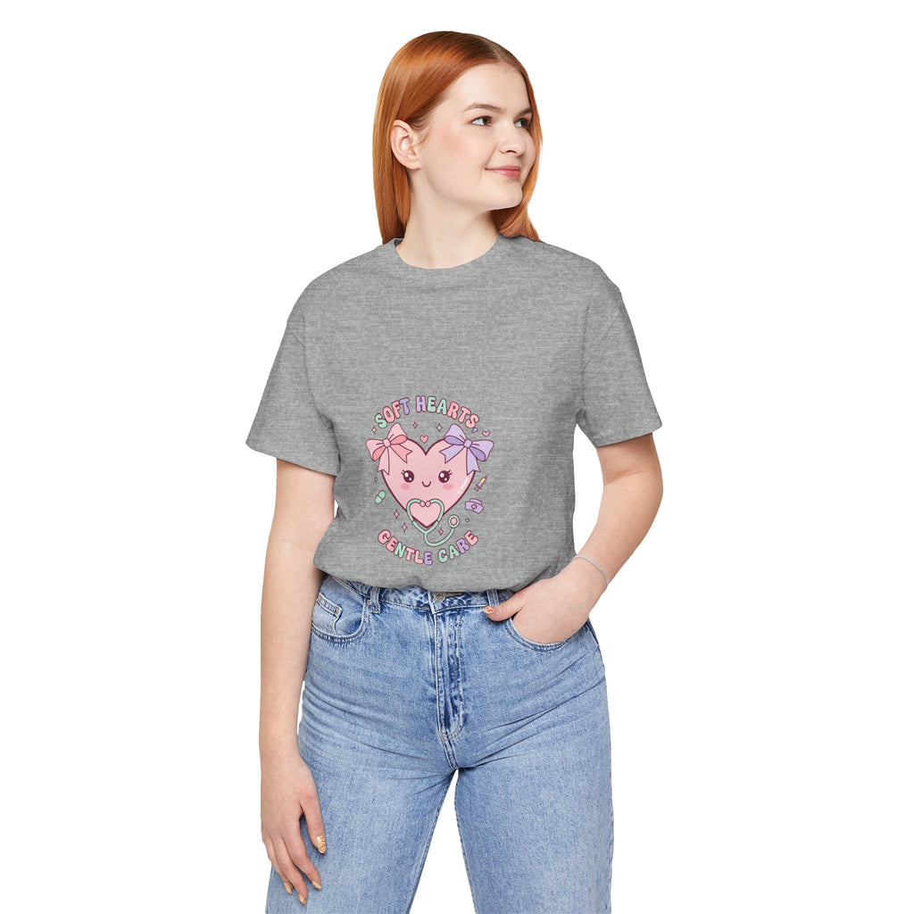 Kawaii Nurse Heart Tee | pastel healthcare design, coquette medical shirt Navy