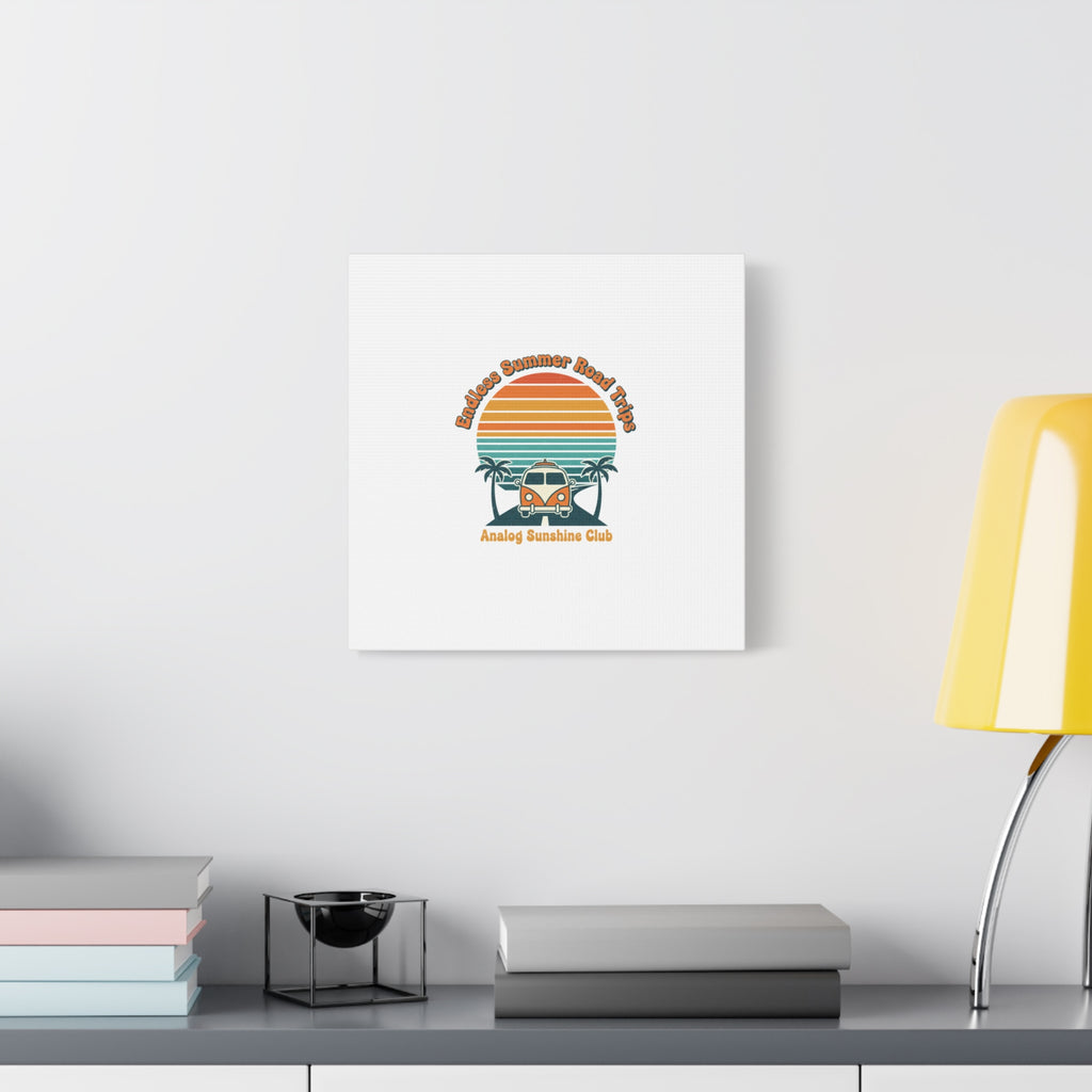 Endless Summer Road Trips Canvas | 1970s Sunset, Retro Surf Palm Art 36" x 36" 1.25"