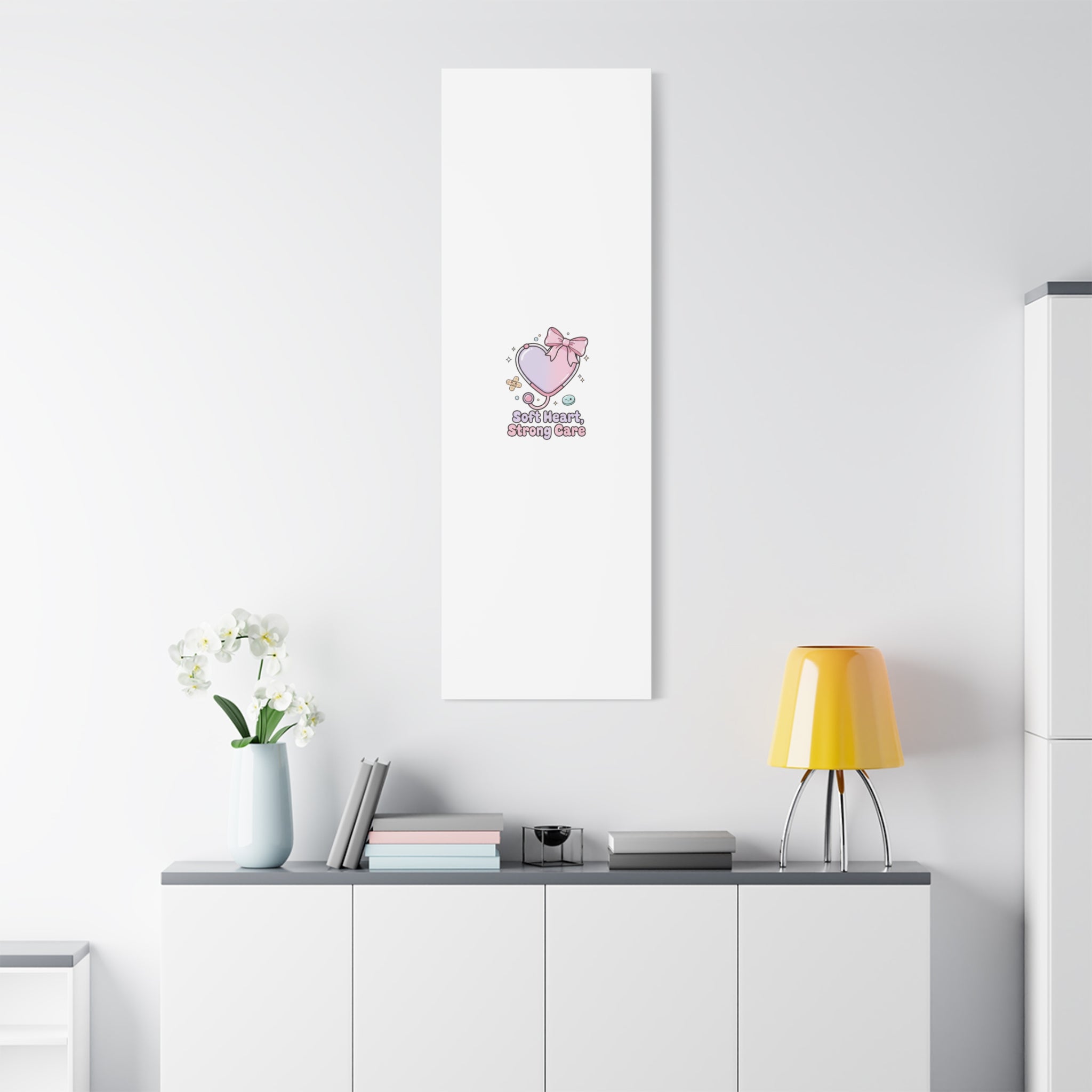 Soft Heart Strong Care Canvas, Pastel Cute Nurse Medical Art | Coquette Healthcare 36" x 36" 1.25"
